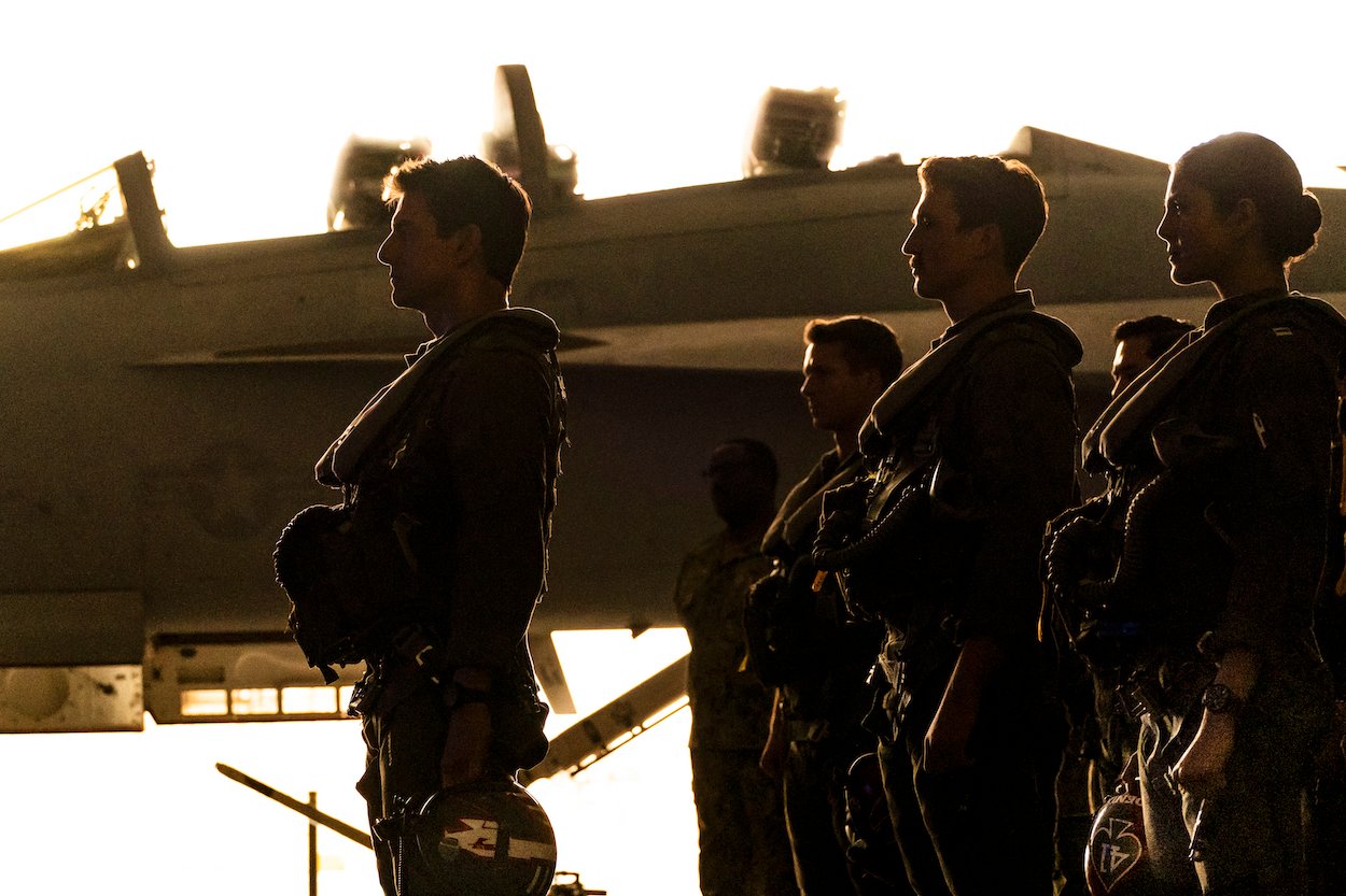 Tom Cruise (left) and his 'Top Gun: Maverick' co-stars. Cruise's character flies the Darkstar plane early in the movie, which is not real but based on real technology.