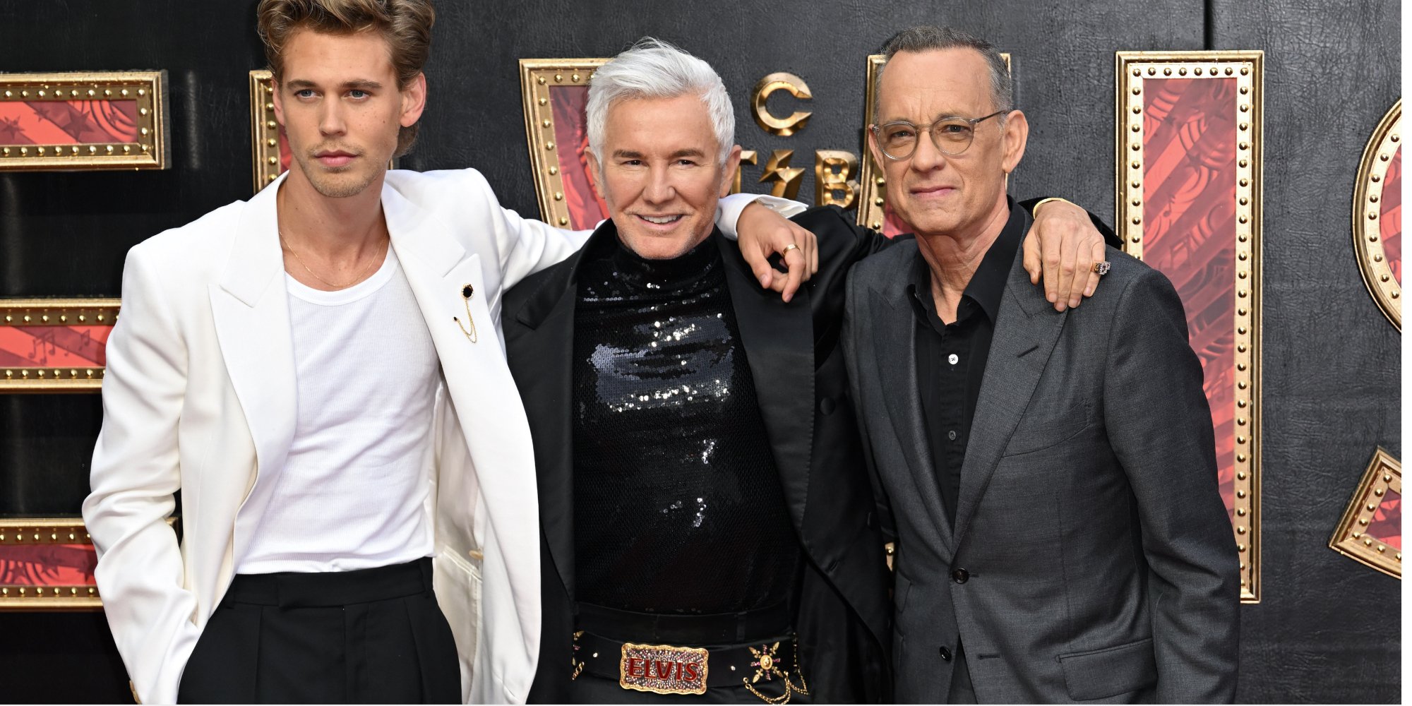 Austin Butler, Baz Luhrmann, and Tom Hanks walk the red carpet at a premiere for the film 'Elvis' where Luhrmann wanted to show the singer's 'humanity.'
