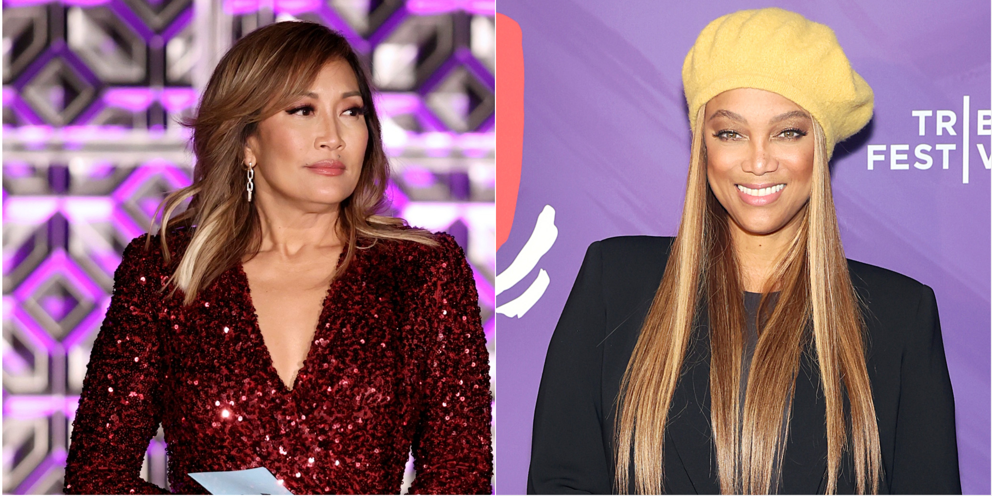 'Dancing With the Stars' Carrie Ann Inaba and Tyra Banks in side by side photographs.