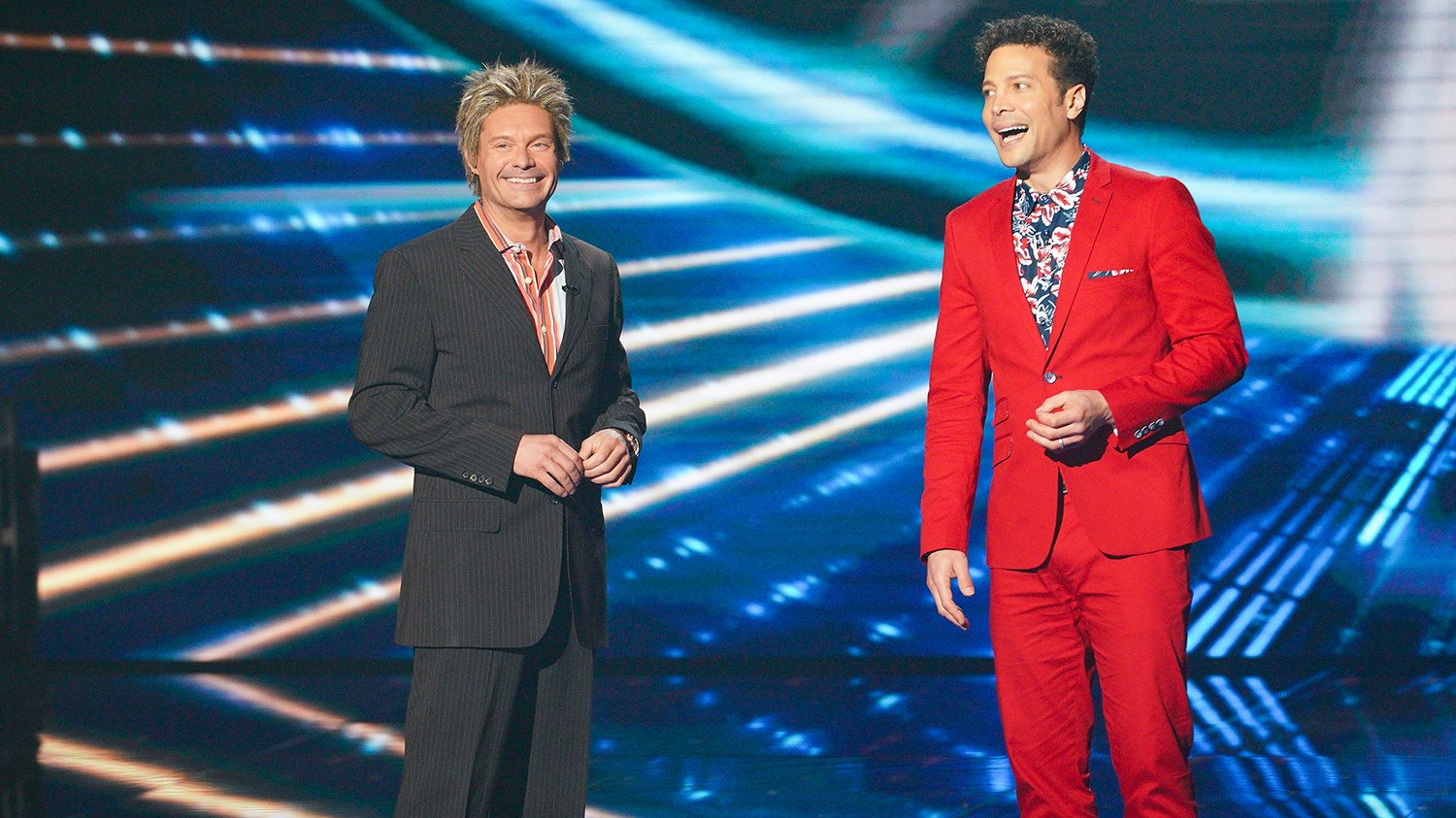 Ryan Seacrest and Justin Guarini at the American Idol 20th Reunion