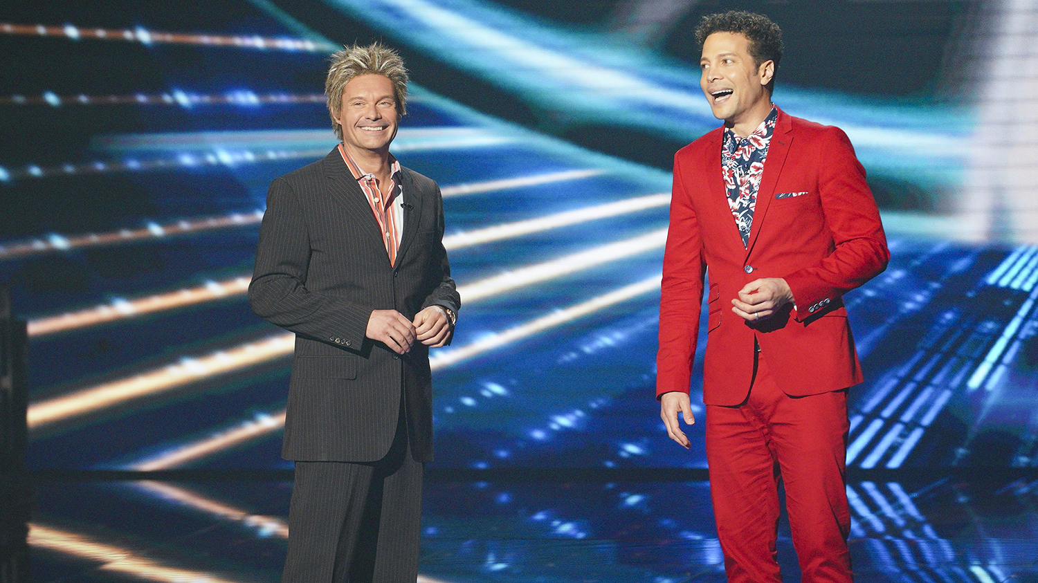 Ryan Seacrest and Justin Guarini at the American Idol 20th Reunion