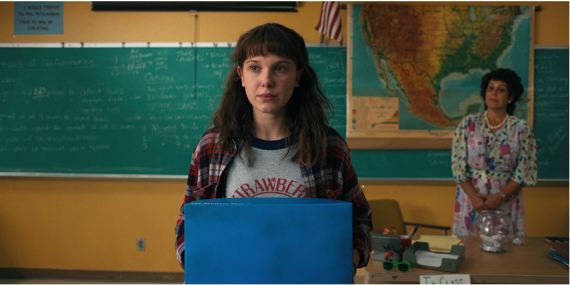 Millie Bobby Brown and Laura Niemi on the set of season 4 of Netflix's 'Stranger Things.'