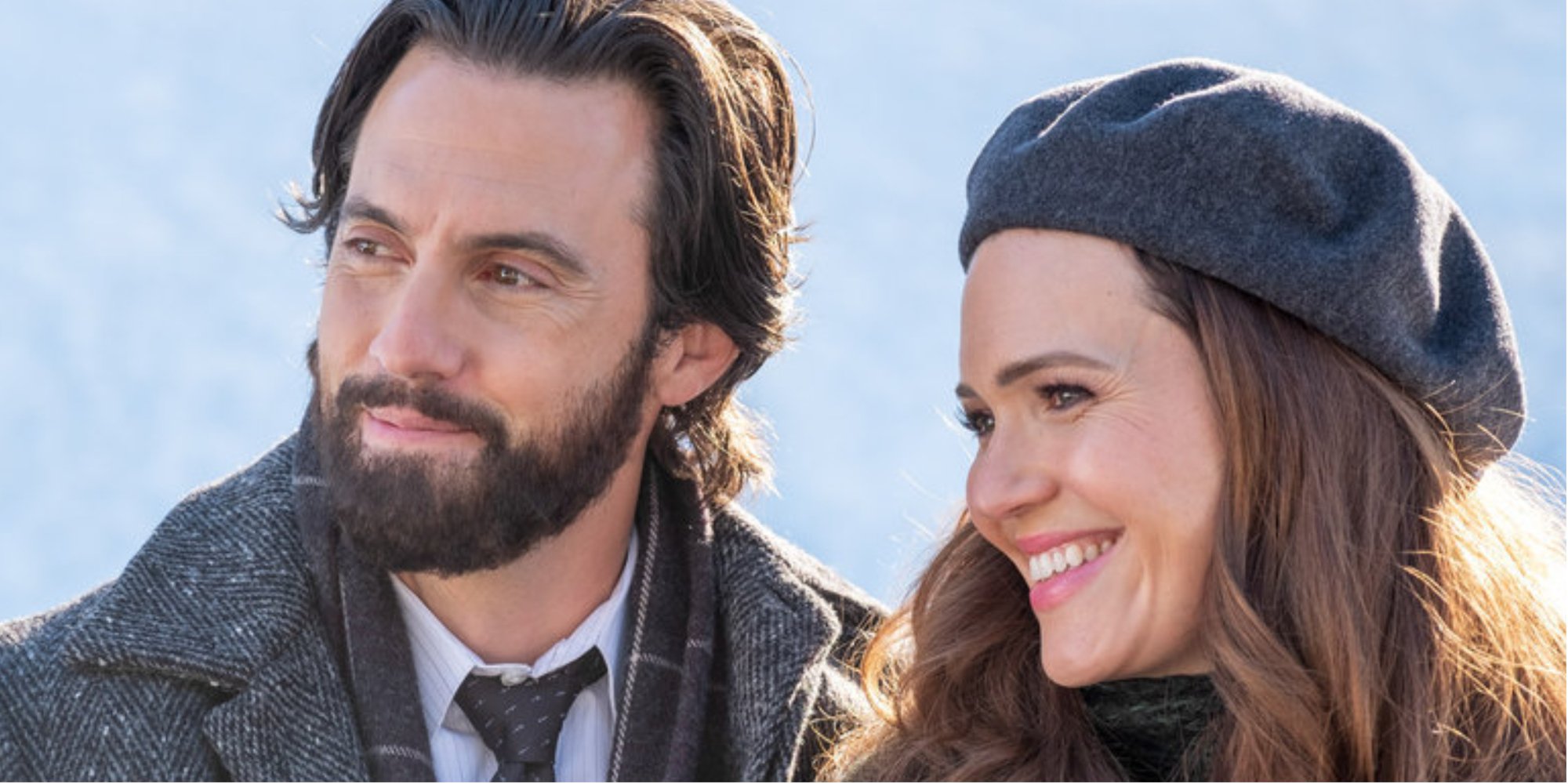 Milo Ventimiglia and Mandy Moore on the set of This Is Us.