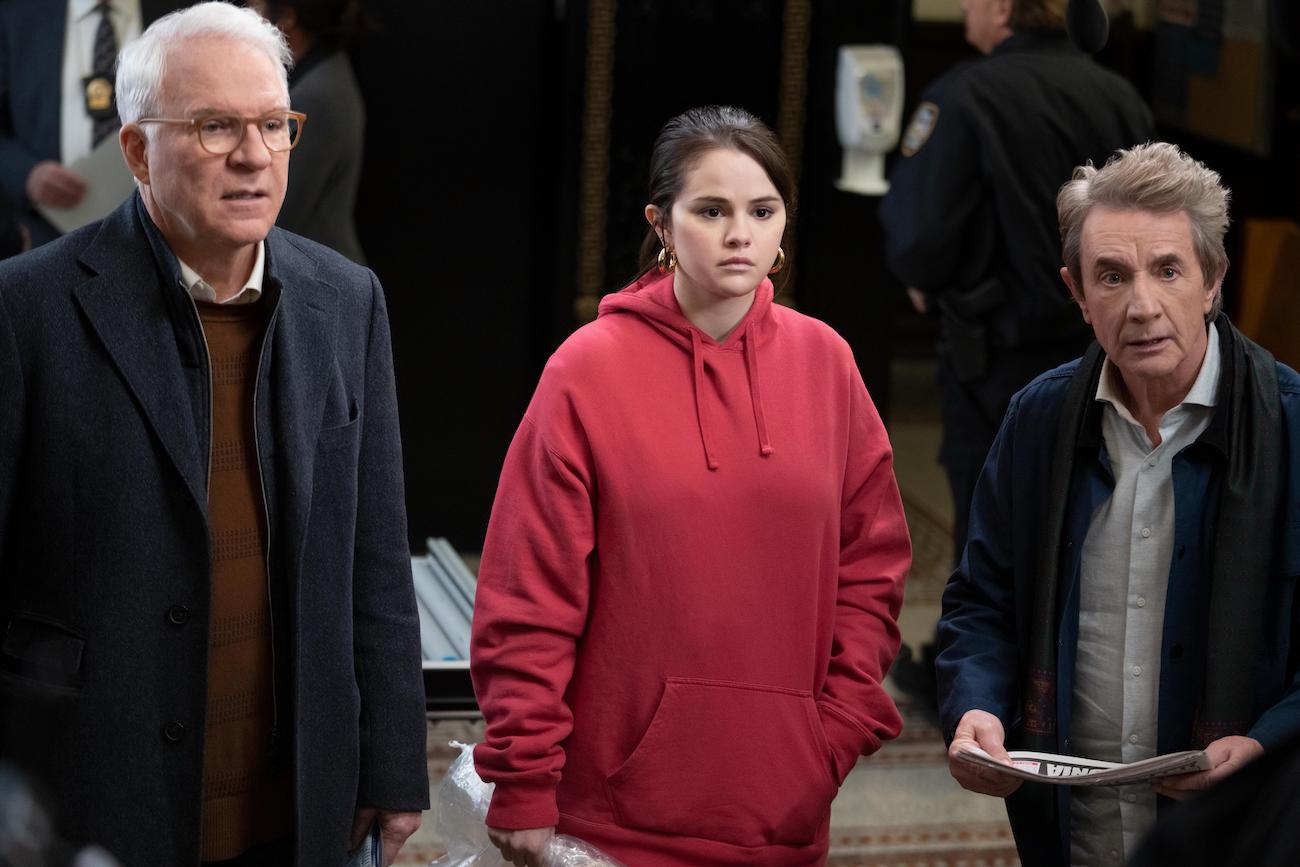 Charles (Steve Martin), Mabel (Selena Gomez), and Oliver (Martin Short) in 'Only Murders in the Building' Season 2