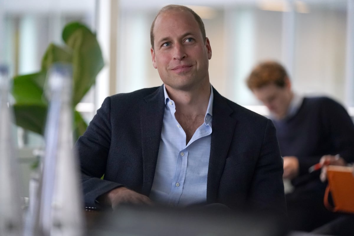 Prince William, Duke of Cambridge smiles during a visit to Microsoft HQ on November 18, 2021 in Reading, England