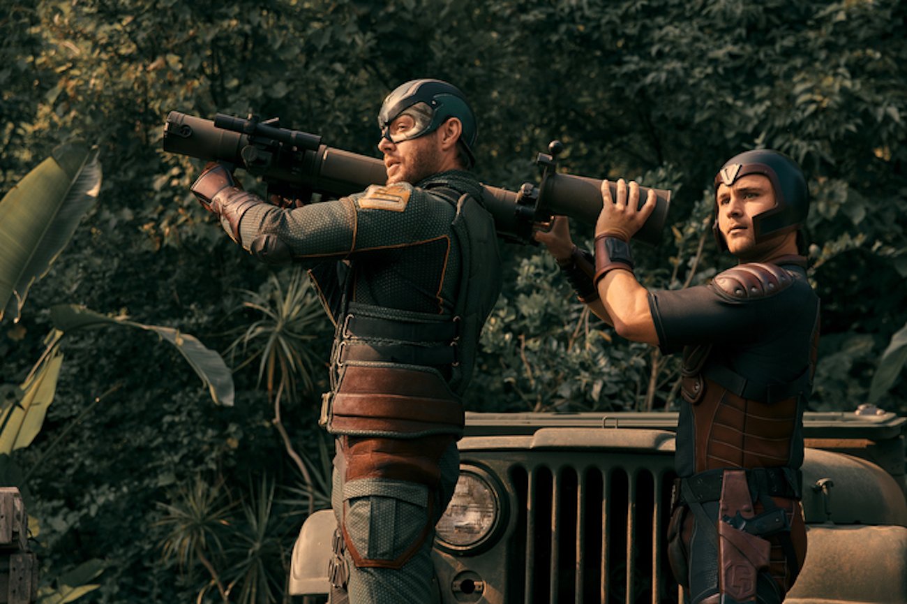 Soldier Boy (Jensen Ackles) and Young Gunpowder (Gattlin Griffith) in Nicaragua in 'The Boys' Season 3