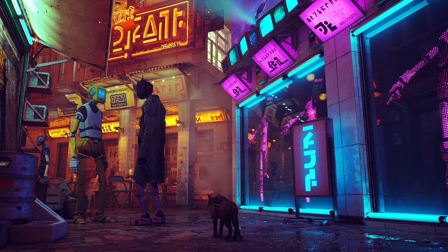 A cat walks through a cyberpunk city in Stray, which just received a release date.