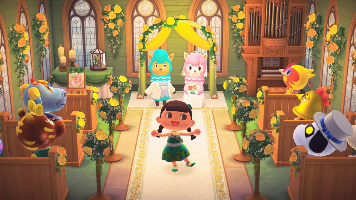 A Wedding Season setup with Reese and Cyrus in Animal Crossing: New Horizons