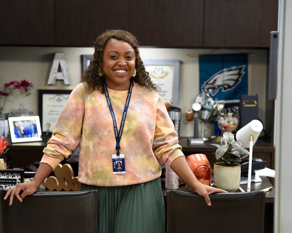 'Abbott Elementary': Quinta Brunson wears a lanyard while standing in an office