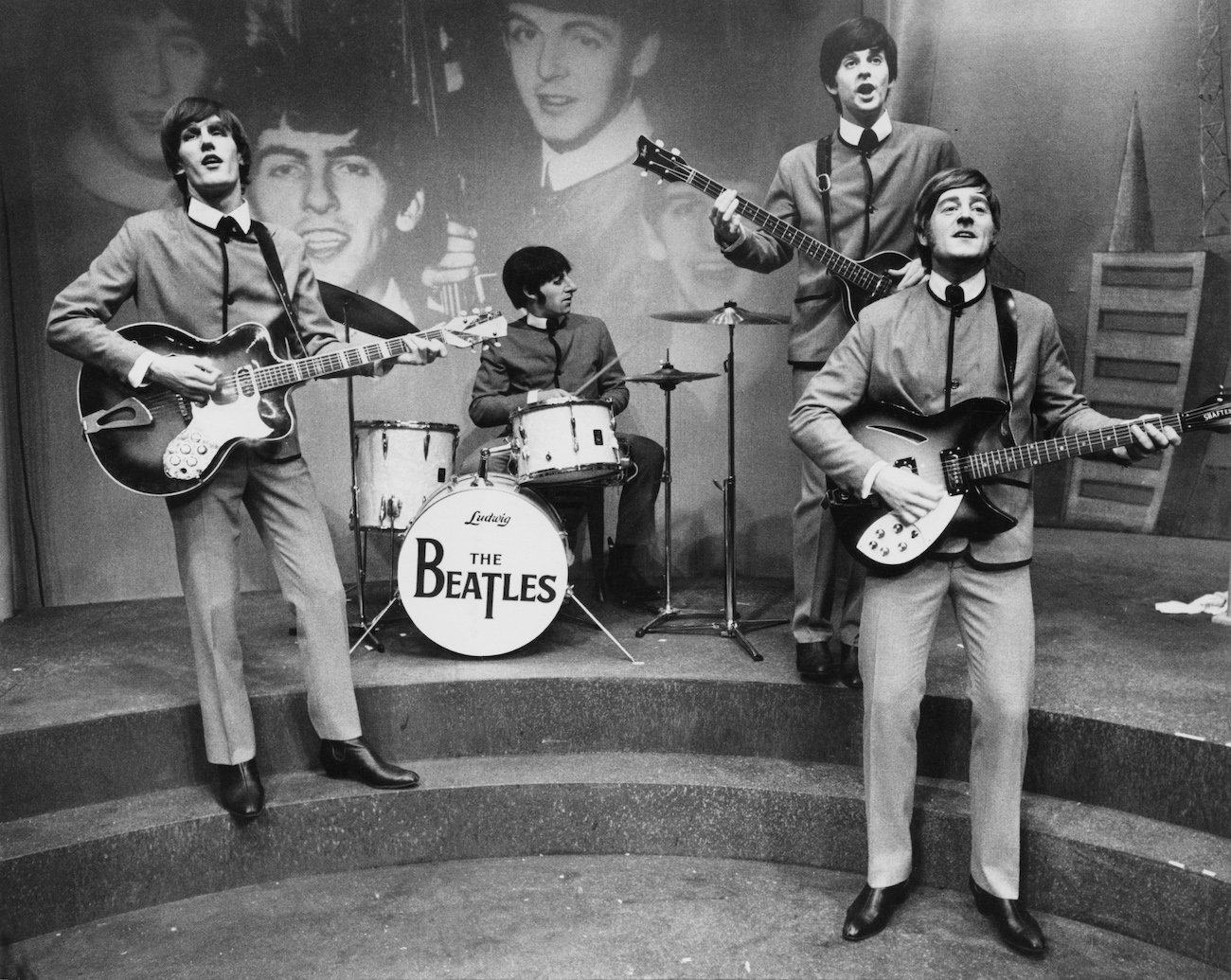 Actors in the musical 'John, Paul, George, Ringo, and Bert' in 1974.