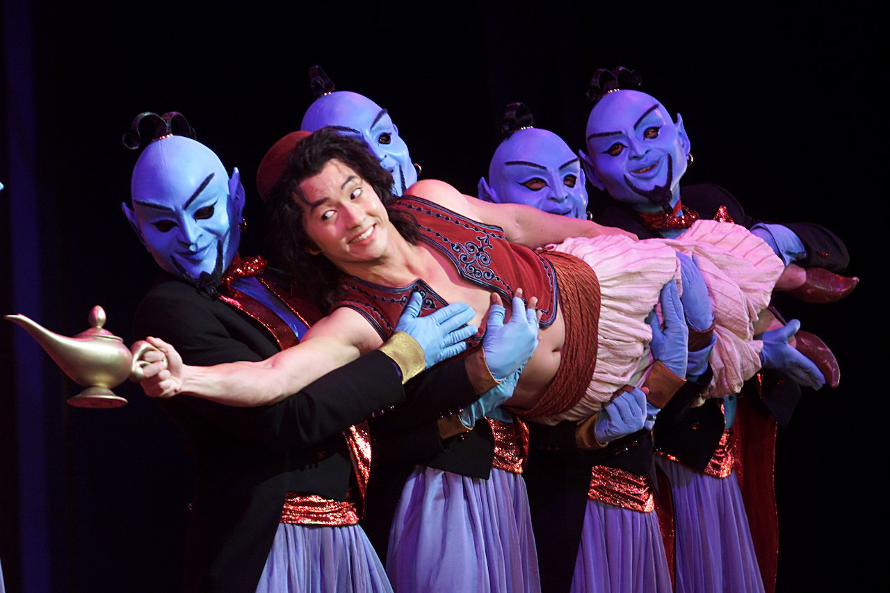 Aladdin the Disney character, shown portrayed by Michael K. Lee in "Disney's Aladdin: A Musical Spectacular" in 2002, is rumored to be inspired partly by an iconic rapper