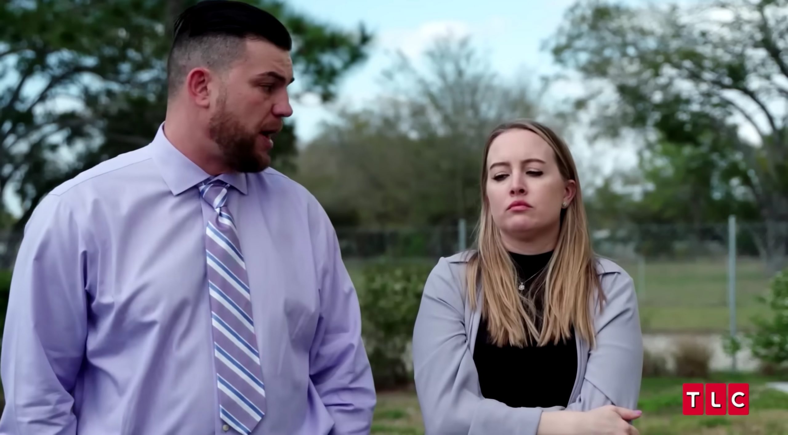 Andrei Castravet and Elizabeth 'Libby' Potthast standing outside together in trailer for '90 Day Fiancé: Happily Ever After?' Season 7 on TLC.
