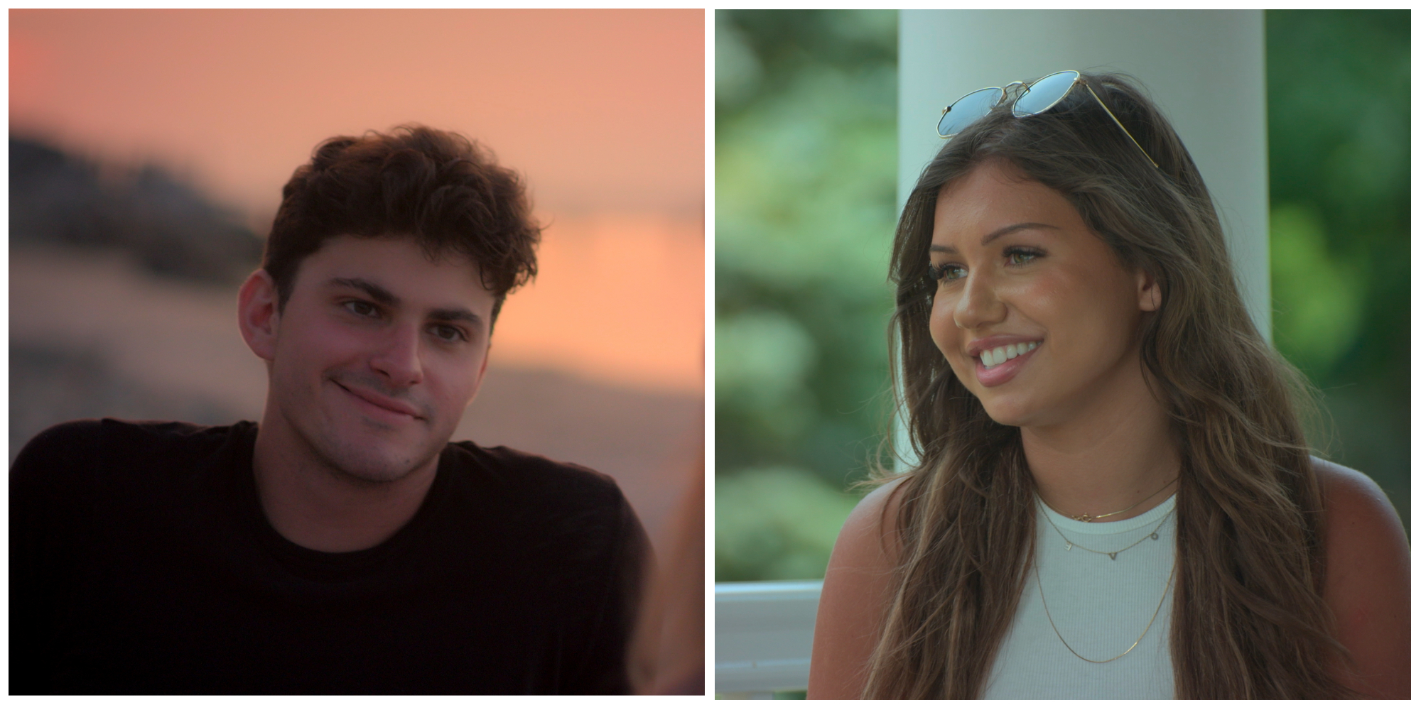 Ilan Luttway smiles at a friend on a beach.  Avery Solomon smiles during a conversation on 'Forever Summer: Hamptons'