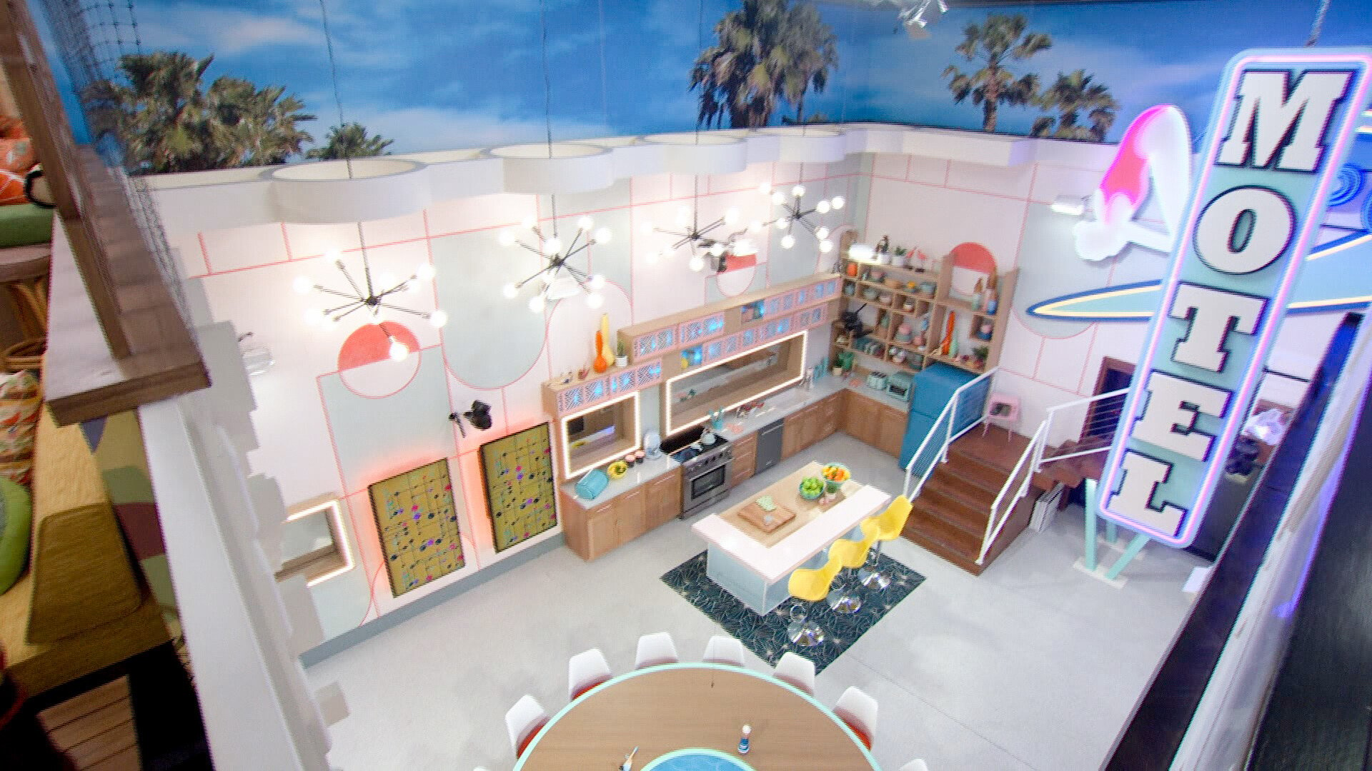 An overhead picture of the kitchen in 'Big Brother 24'