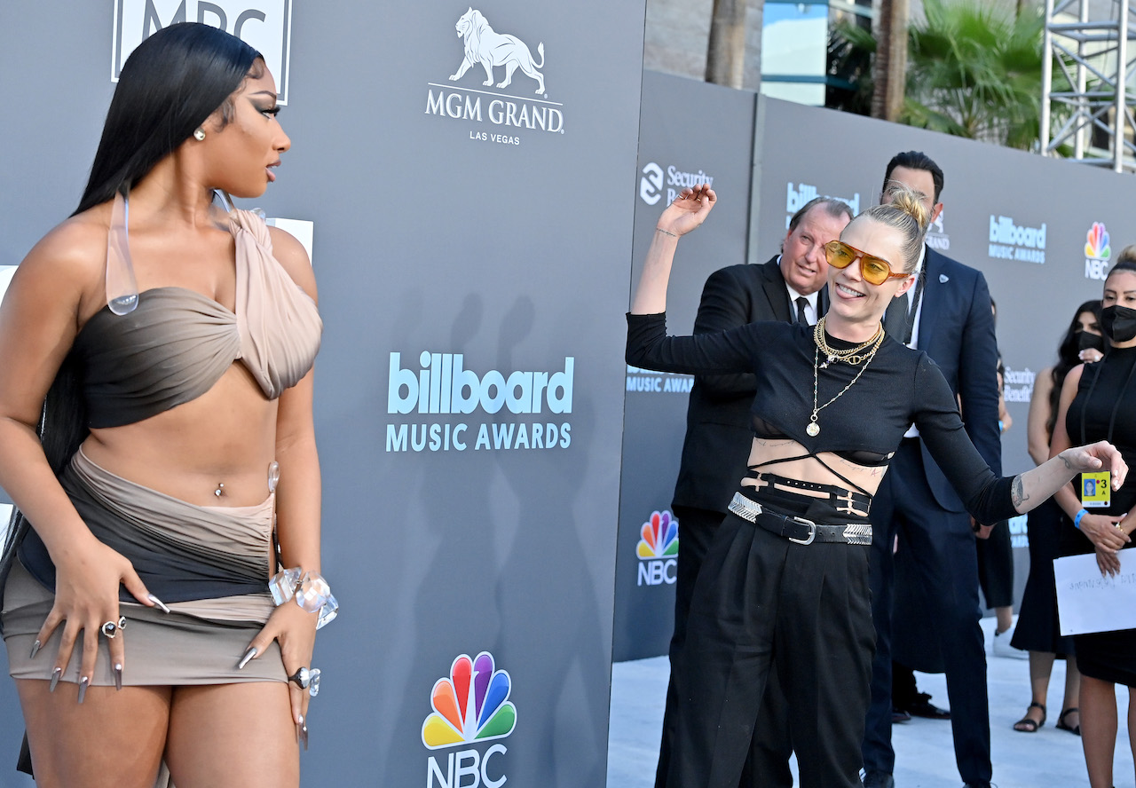 Megan Thee Stallion and Cara Delevingne attend the 2022 Billboard Music Awards