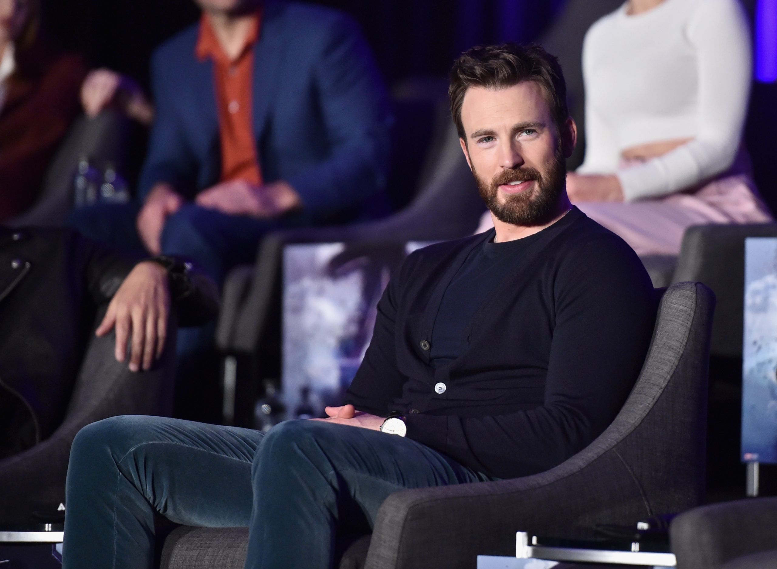 Chris Evans, who played Captain America in the MCU, wears