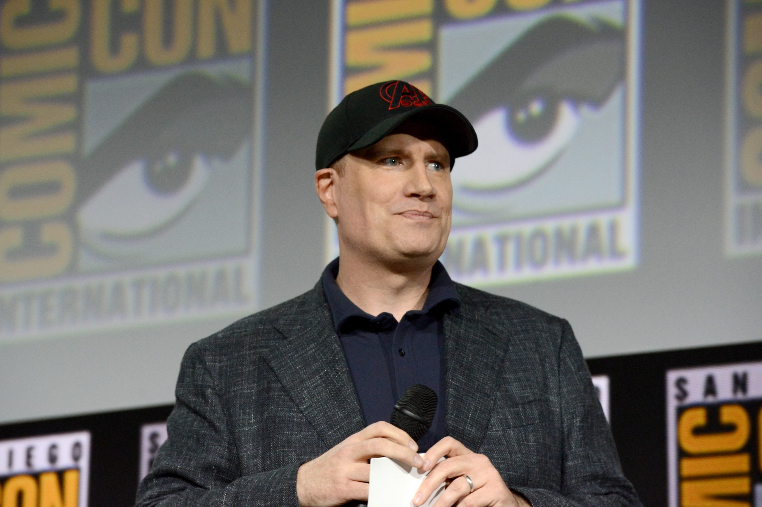 Marvel Studios president Kevin Feige appears onstage at San Diego Comic-Con in 2019