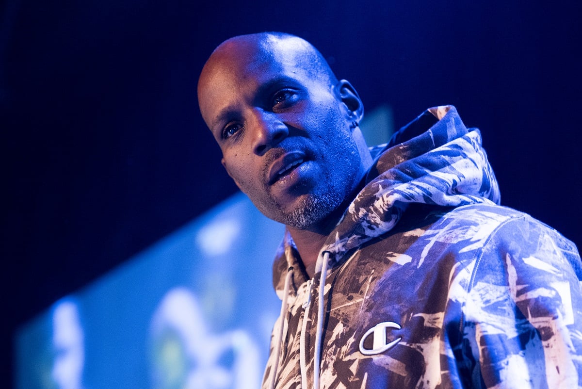 DMX posing while wearing a hoodie.