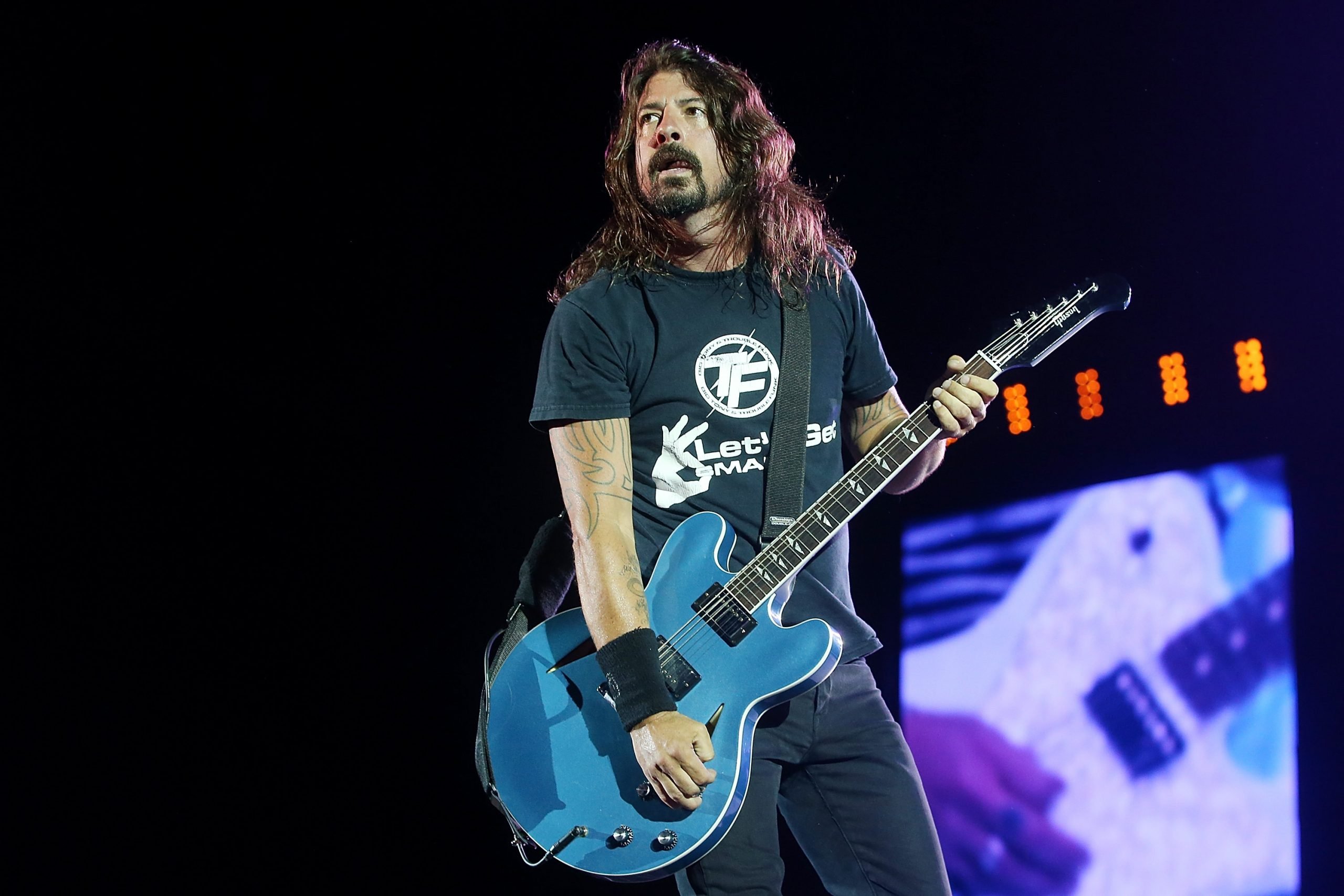 Dave Grohl of the Foo Fighters performs at Suncorp Stadium