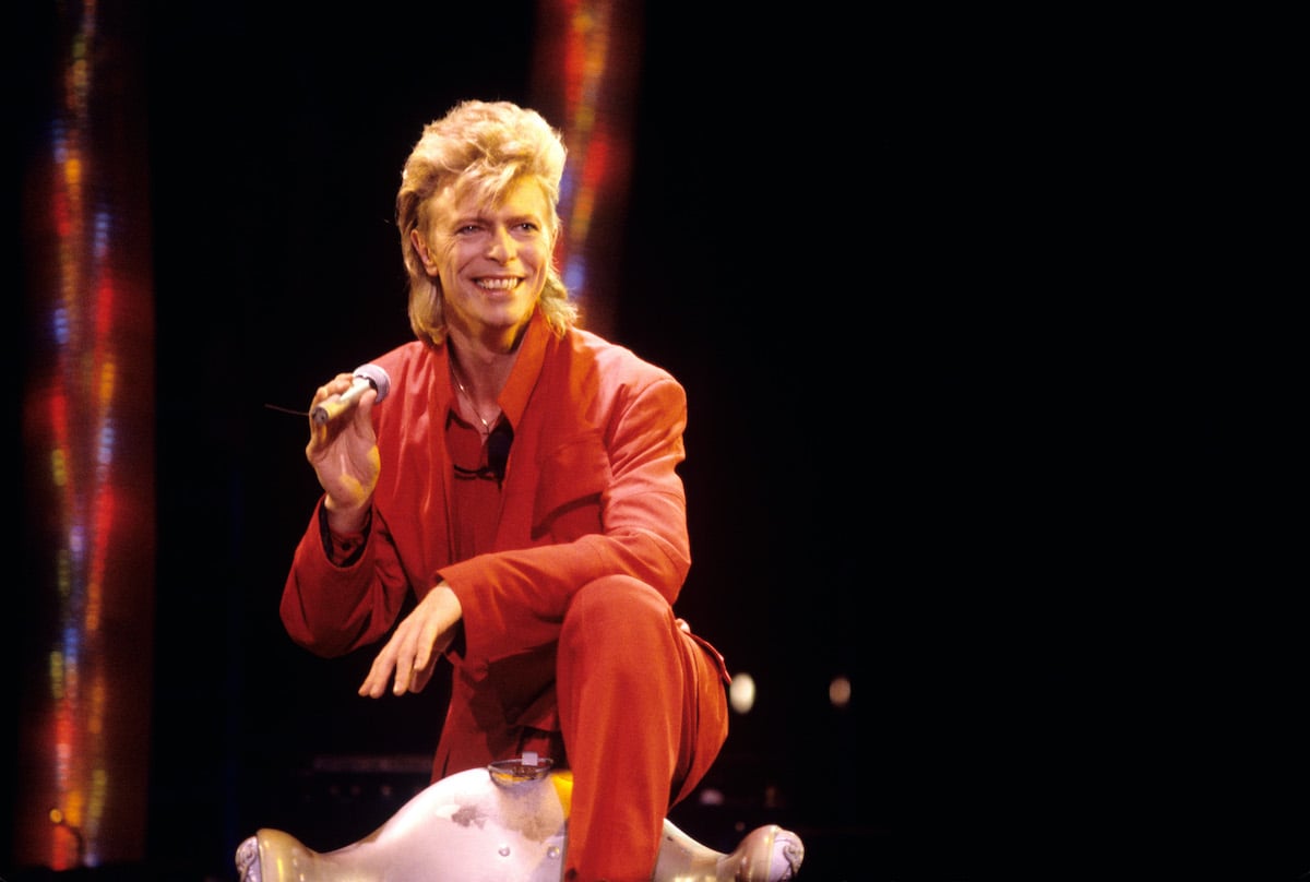 David Bowie performing on stage