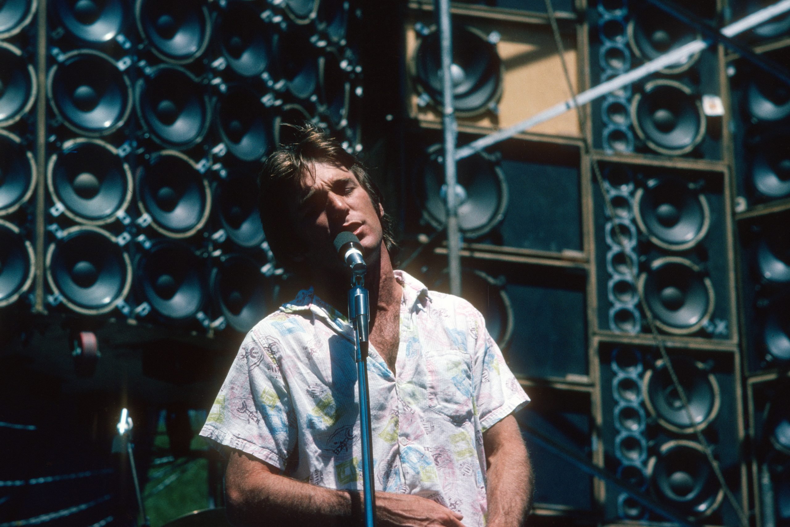Dennis Wilson the drummer for the Beach Boys is with the Beach Boys when the performed at a Day on the Green