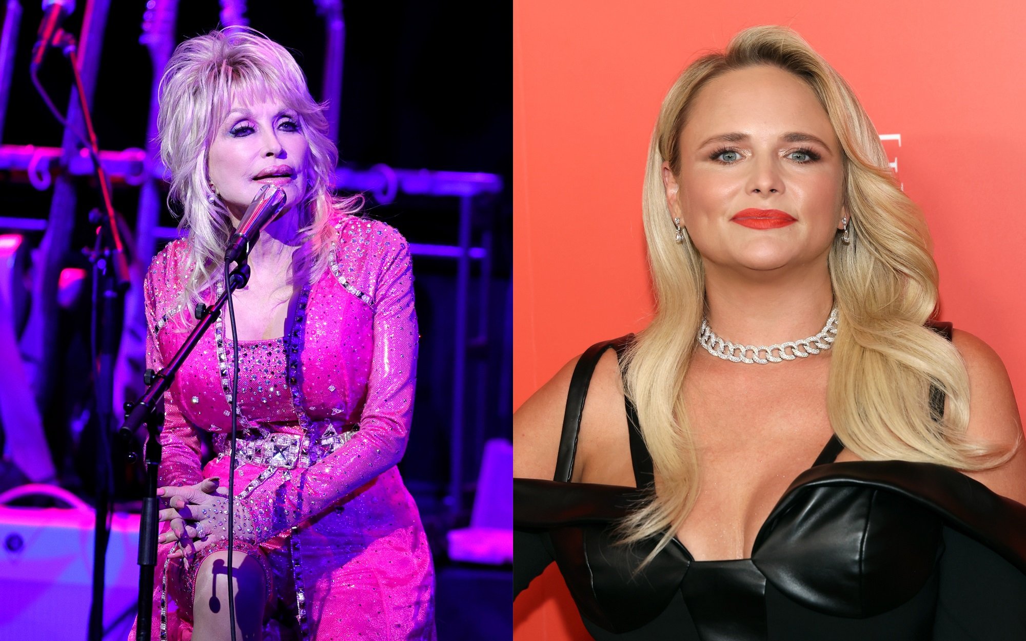 A joined photo of Dolly Parton and Miranda Lambert