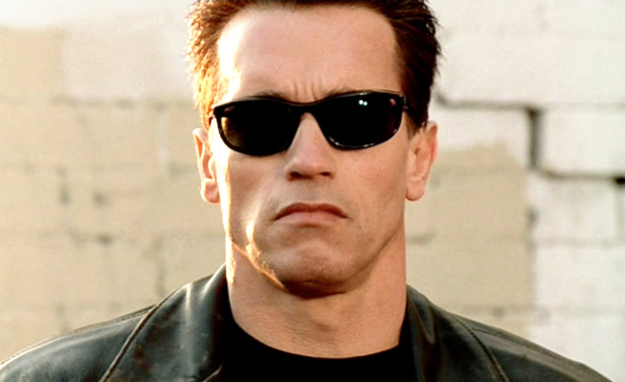 Arnold Schwarzenegger in 'Terminator 2: Judgment Day.' The Terminator character is one of his signature roles and 'Terminator 2' is one of the essential Arnold Schwarzenegger movies.