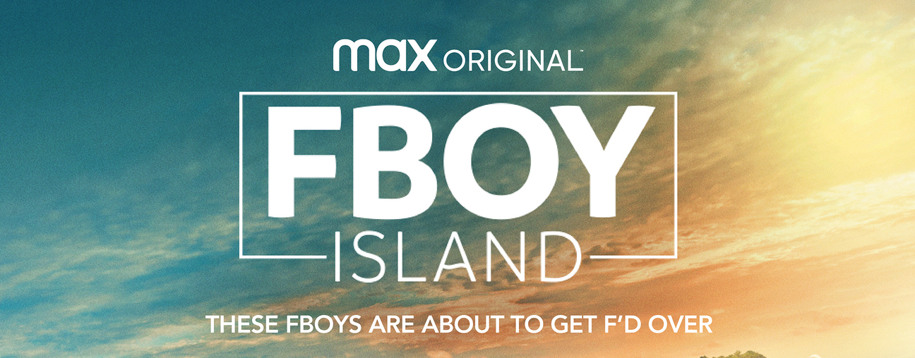 'FBoy Island' stars Austin Sikora. The logo for the show is seen in this photo.