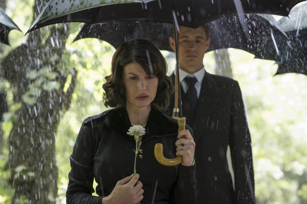 'Flowers in the Attic: The Origin' - Max Irons stands behind Jemima Rooper in the rain as they play monsters