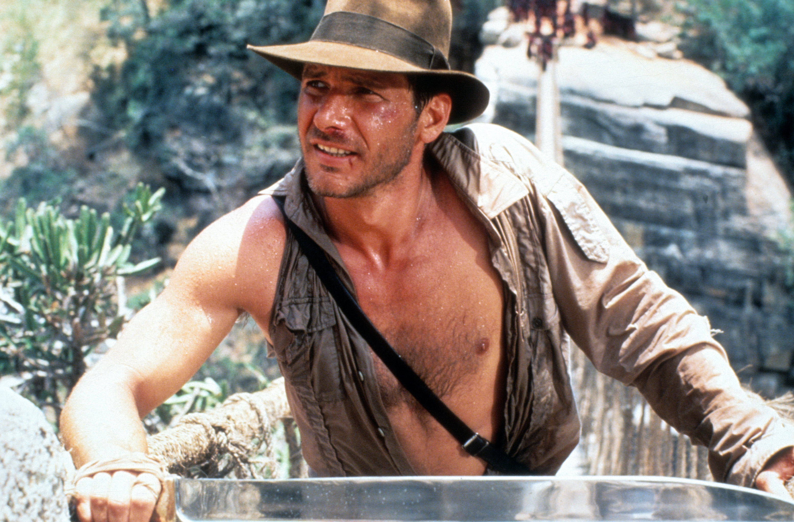 Harrison Ford in the role of Indiana Jones in Indiana Jones and the Temple of Doom