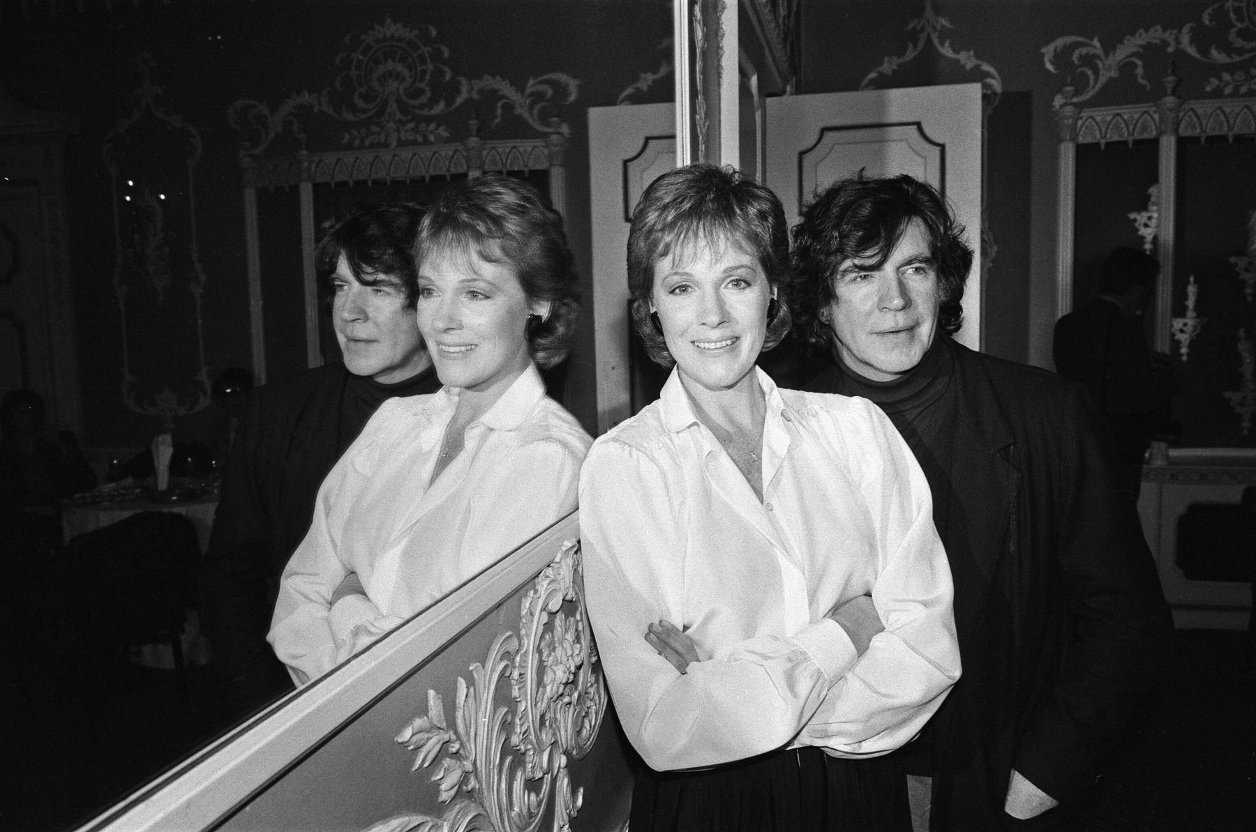 Julie Andrews and Alan Bates posing for 'Duet for One' during a photo shoot