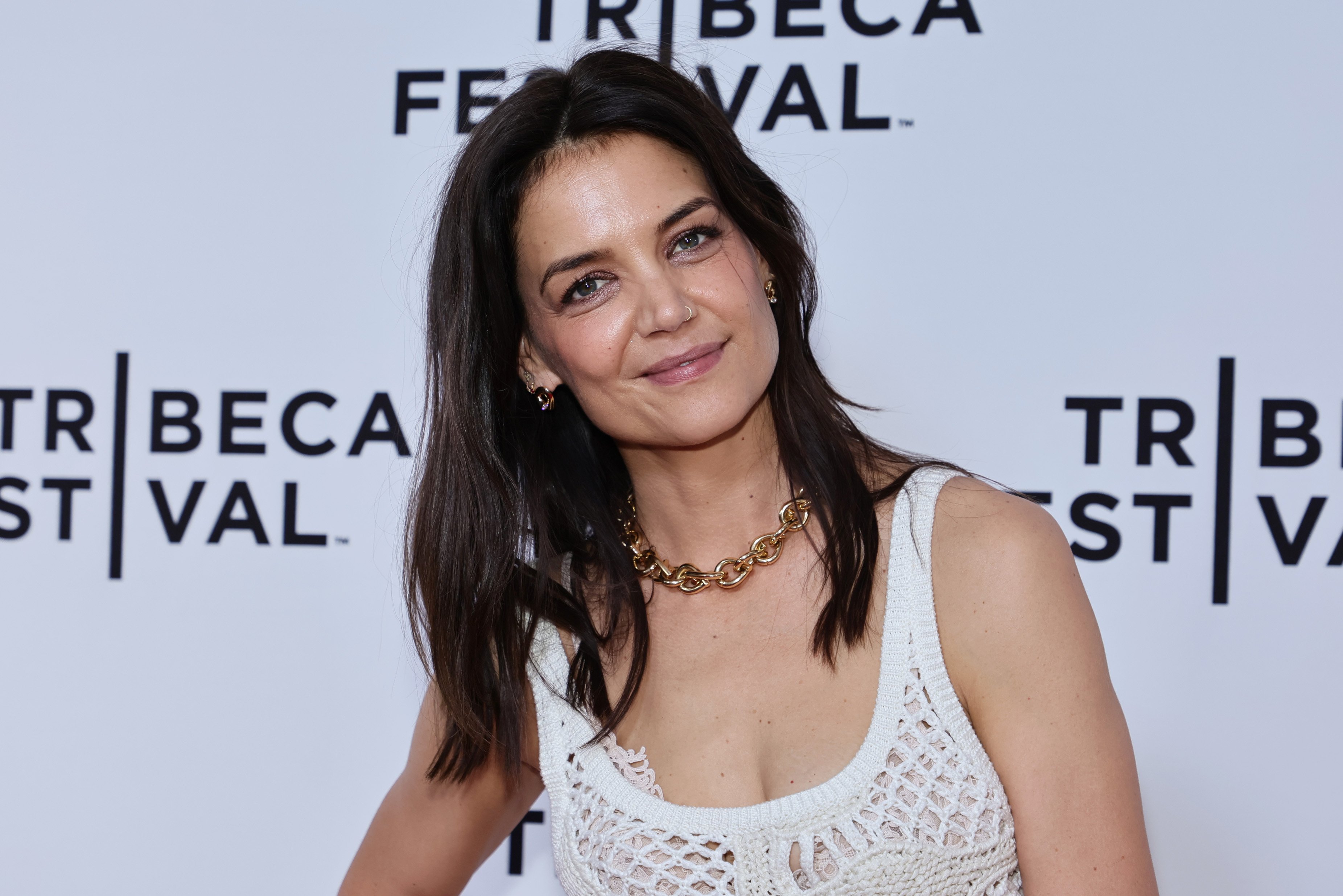 Katie Holmes attends the premiere for her movie Alone Together at the 2022 Tribeca Film Festival
