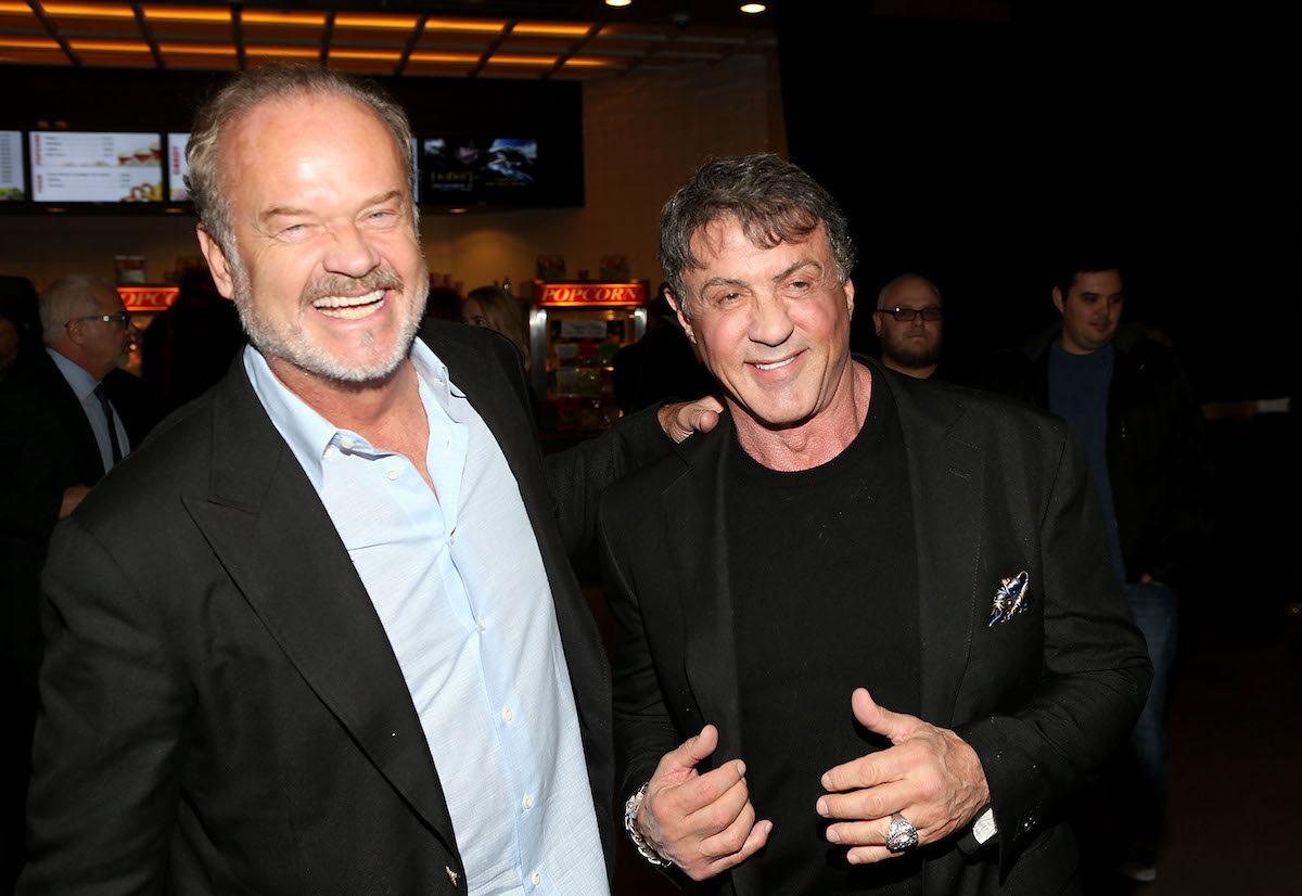 Actors Kelsey Grammer and Sylvester Stallone attend the premiere of Millennium Entertainment's "Reach Me" in 2014