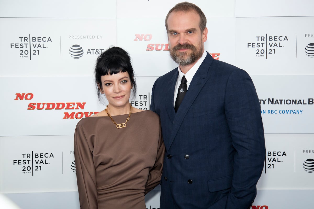 Lily Allen and David Harbour smiling