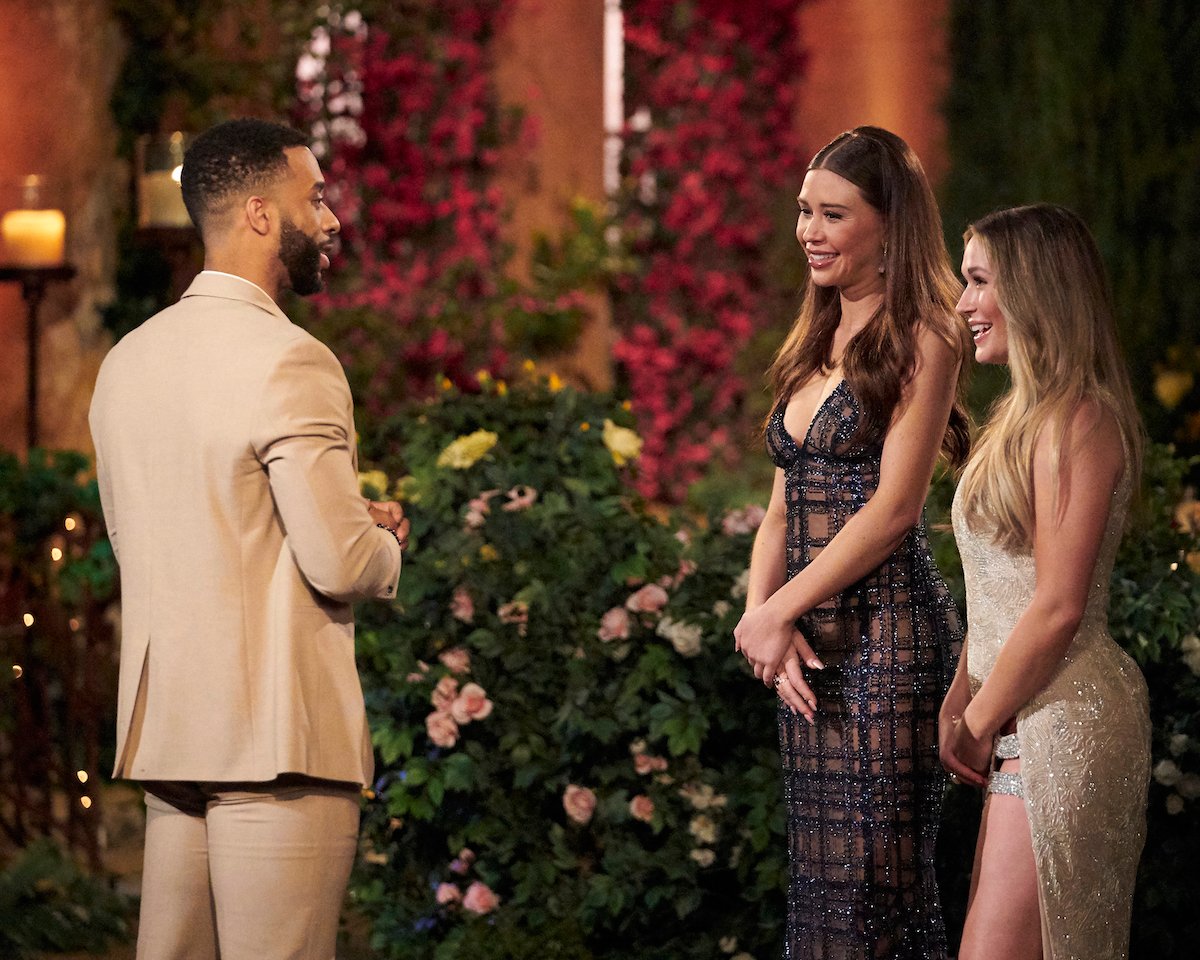 Gabby Windey and Rachel Recchia greeting Mario in 'The Bachelorette' 2022 premiere