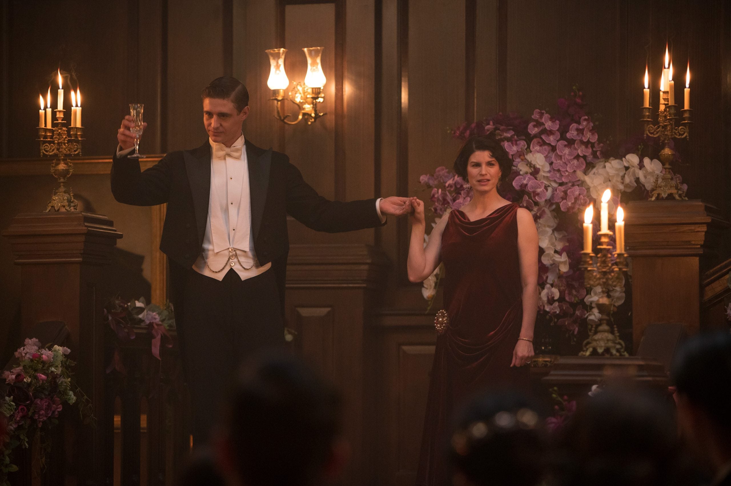 Max Irons and Jemima Rooper holding hands in 'Flowers in the Attic: The Origin'