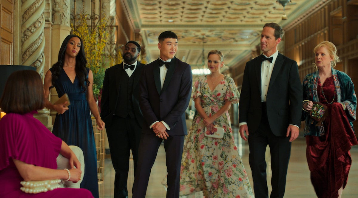 Maya Rudolph, Mj Rodriguez, Ron Funches, Joel Kim Booster, Stephanie Styles, Nat Faxon, and Meagen Fay in 'Loot' Season 1 Episode 6: 'The Philanthropic Humanitarian Awards'