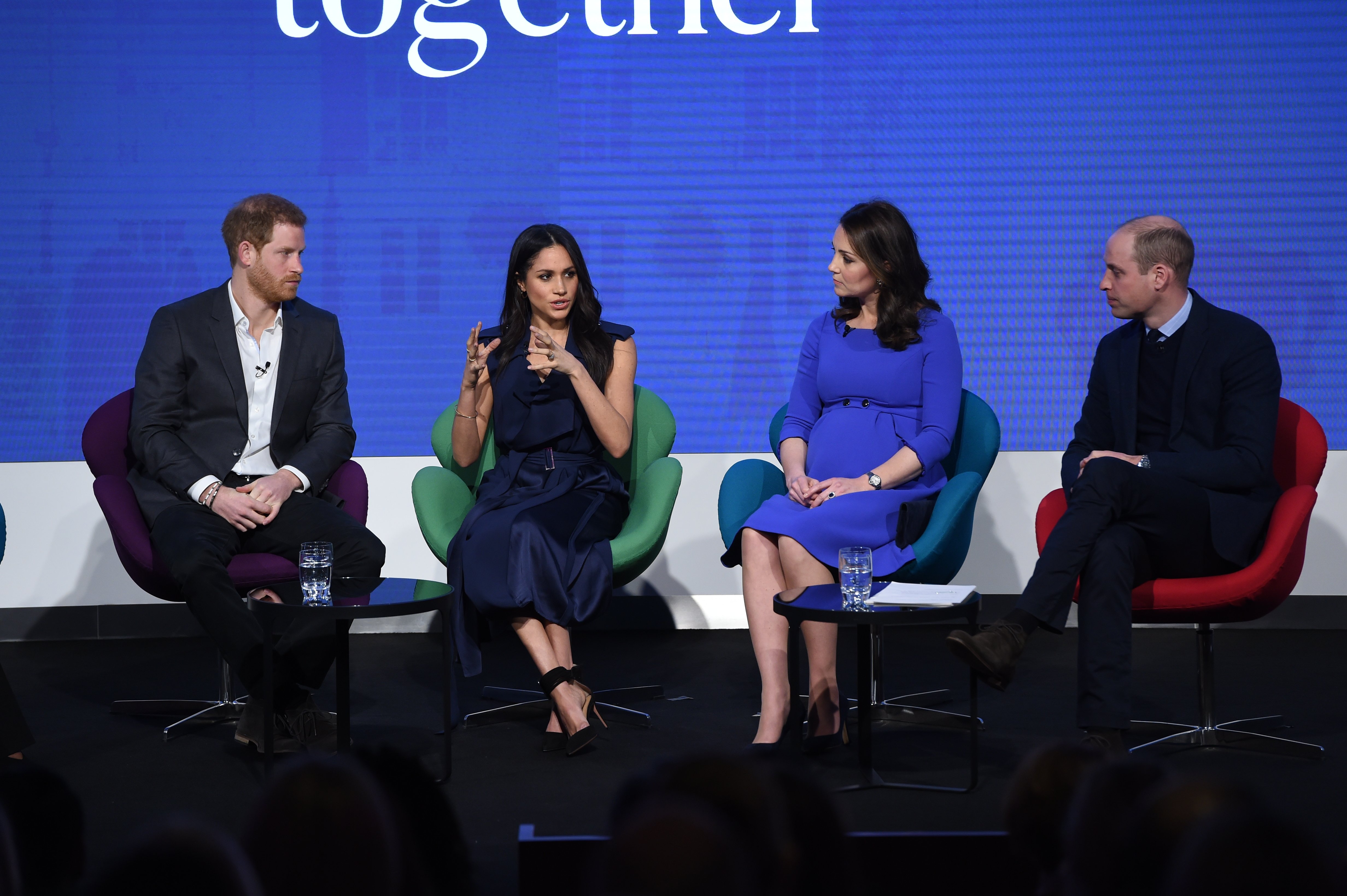 Prince Harry, Meghan Markle, Catherine, Duchess of Cambridge and Prince William, Duke of Cambridge attend the first annual Royal Foundation Forum