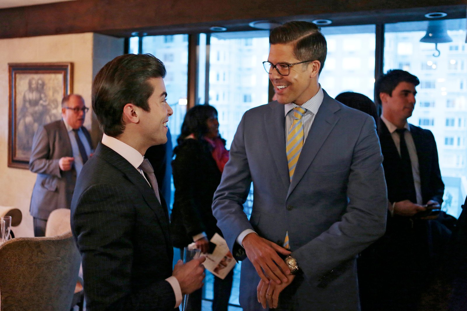 Luis D. Ortiz, Fredrik Eklund from 'Million Dollar Listing New York' talk at an open house