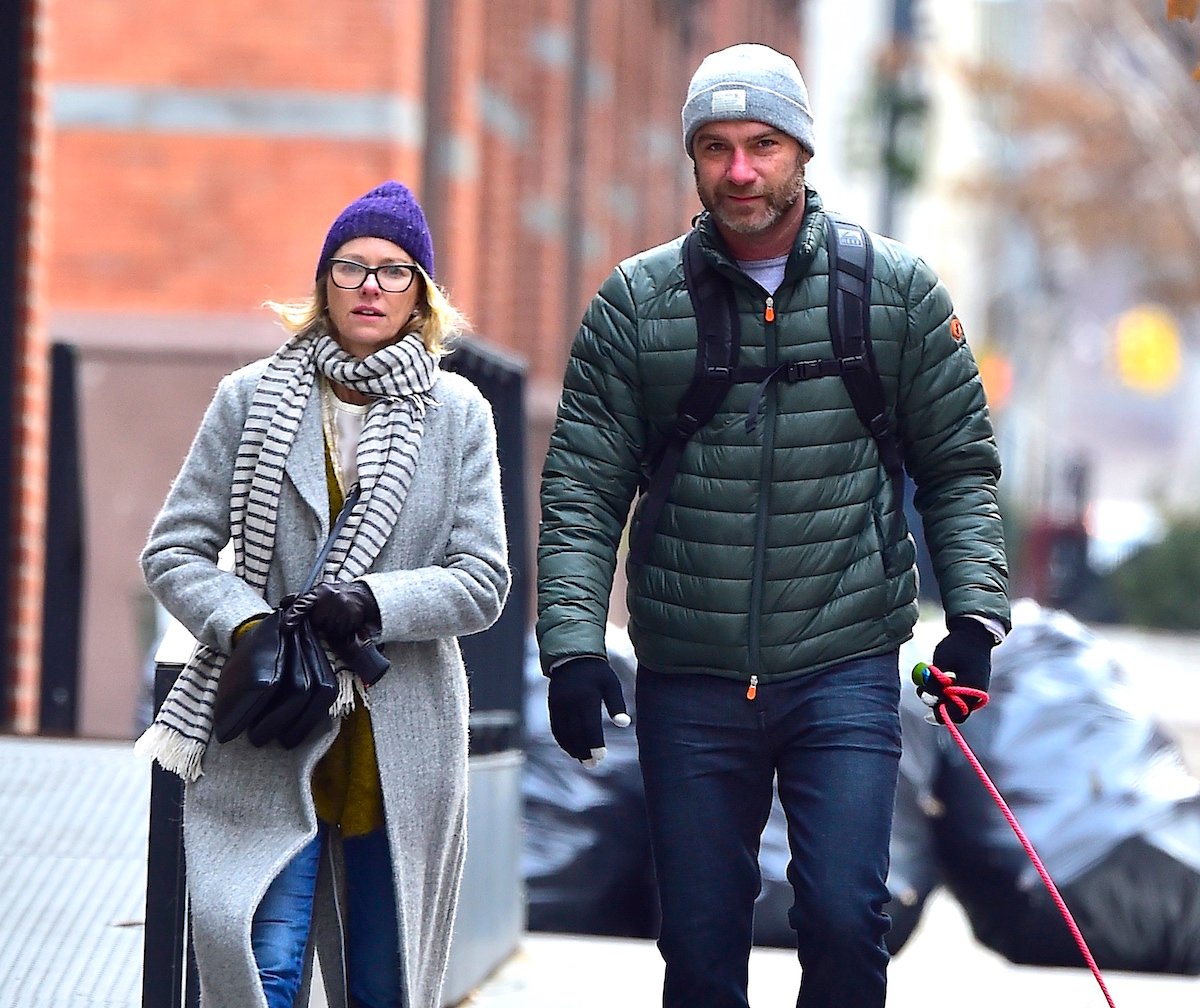 Naomi Watts and Liev Schreiber walk their dog in Tribeca in 2018