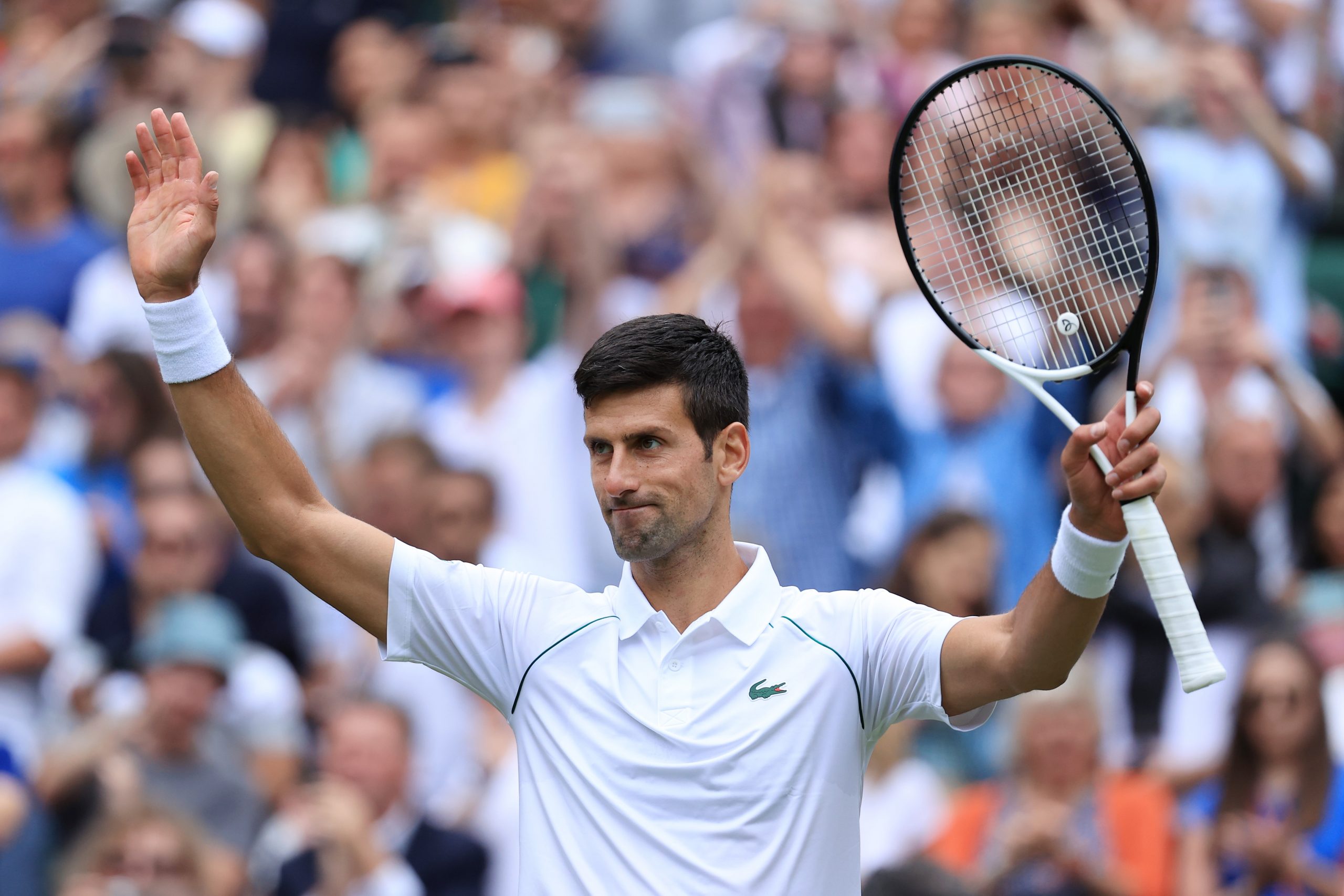 Novak Djokovic, who had a traumatic childhood, celebrates a victory over Miomir Kecmanovic at Wimbledon