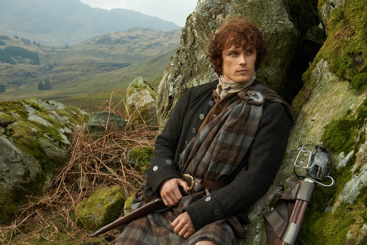 Outlander Sam Heughan in his official cast photo of James Fraser in season 1