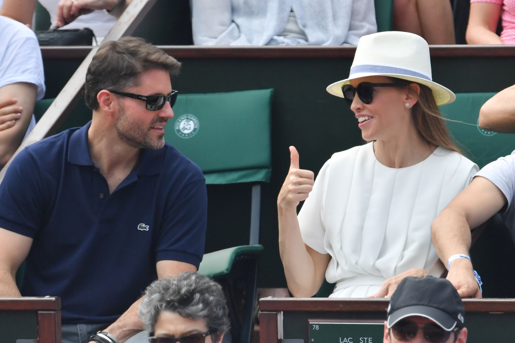 Philip Schneider and Hilary Swank attending the Women's Final of the 2018 French Open in Paris, France