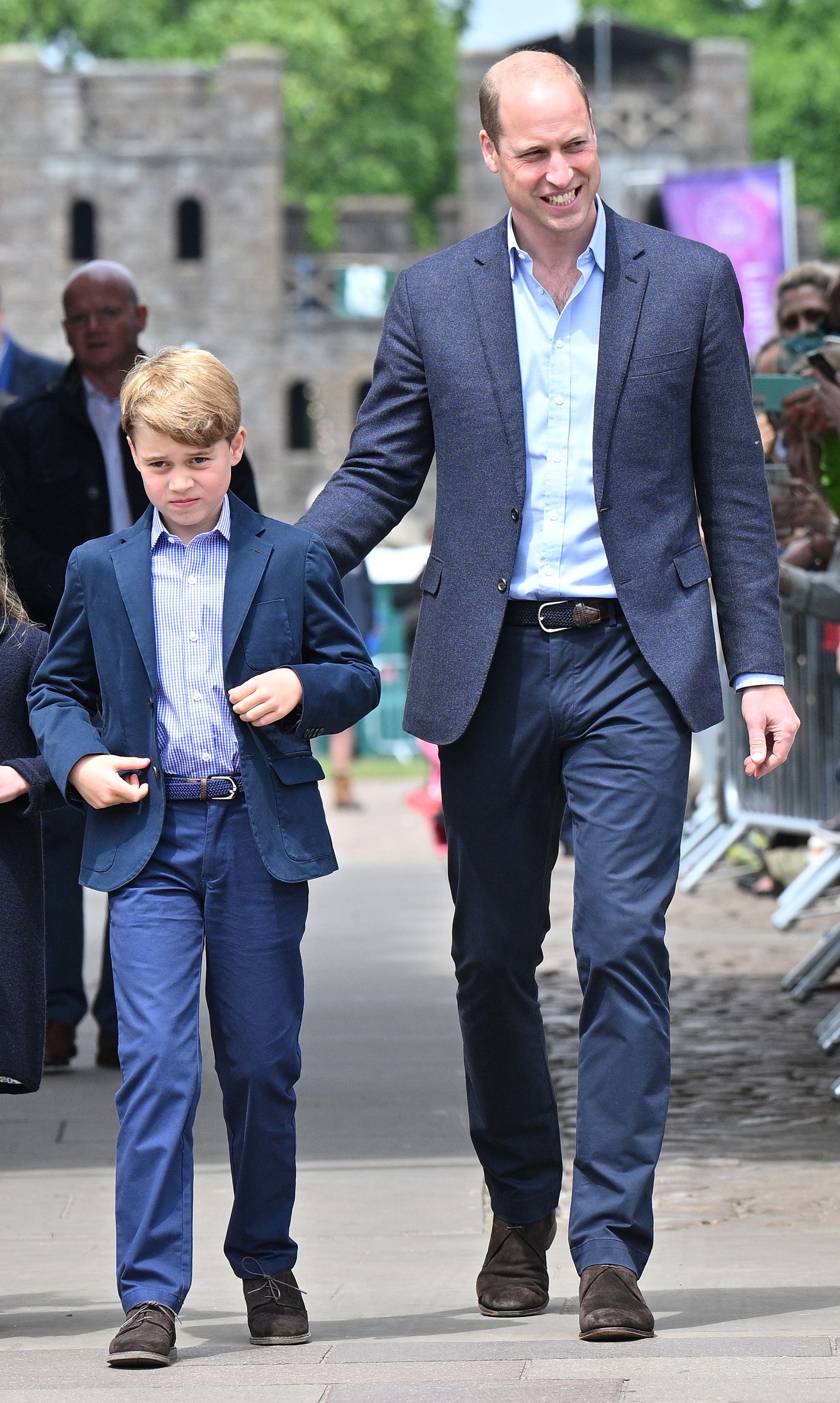 Prince George and Prince William leave Cardiff Castle in Wales following visit