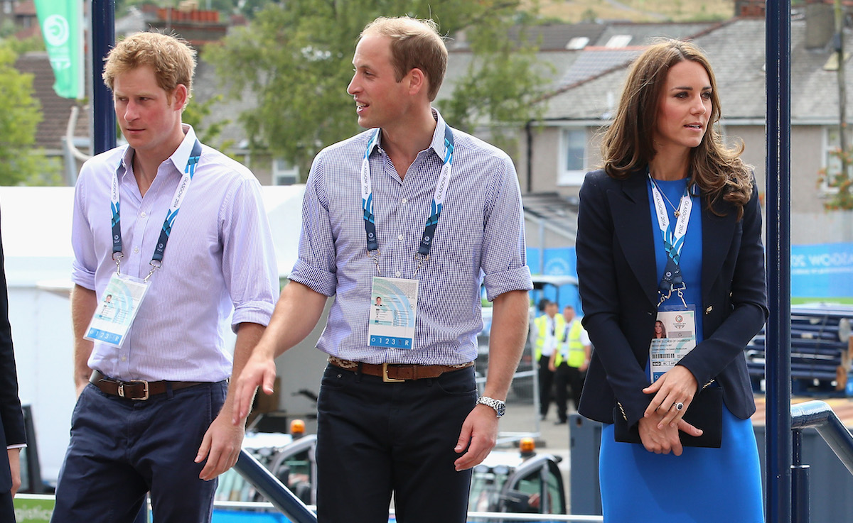 Prince Harry, Prince William, and Kate Middleton arrive at the 2014 Commonwealth Games.