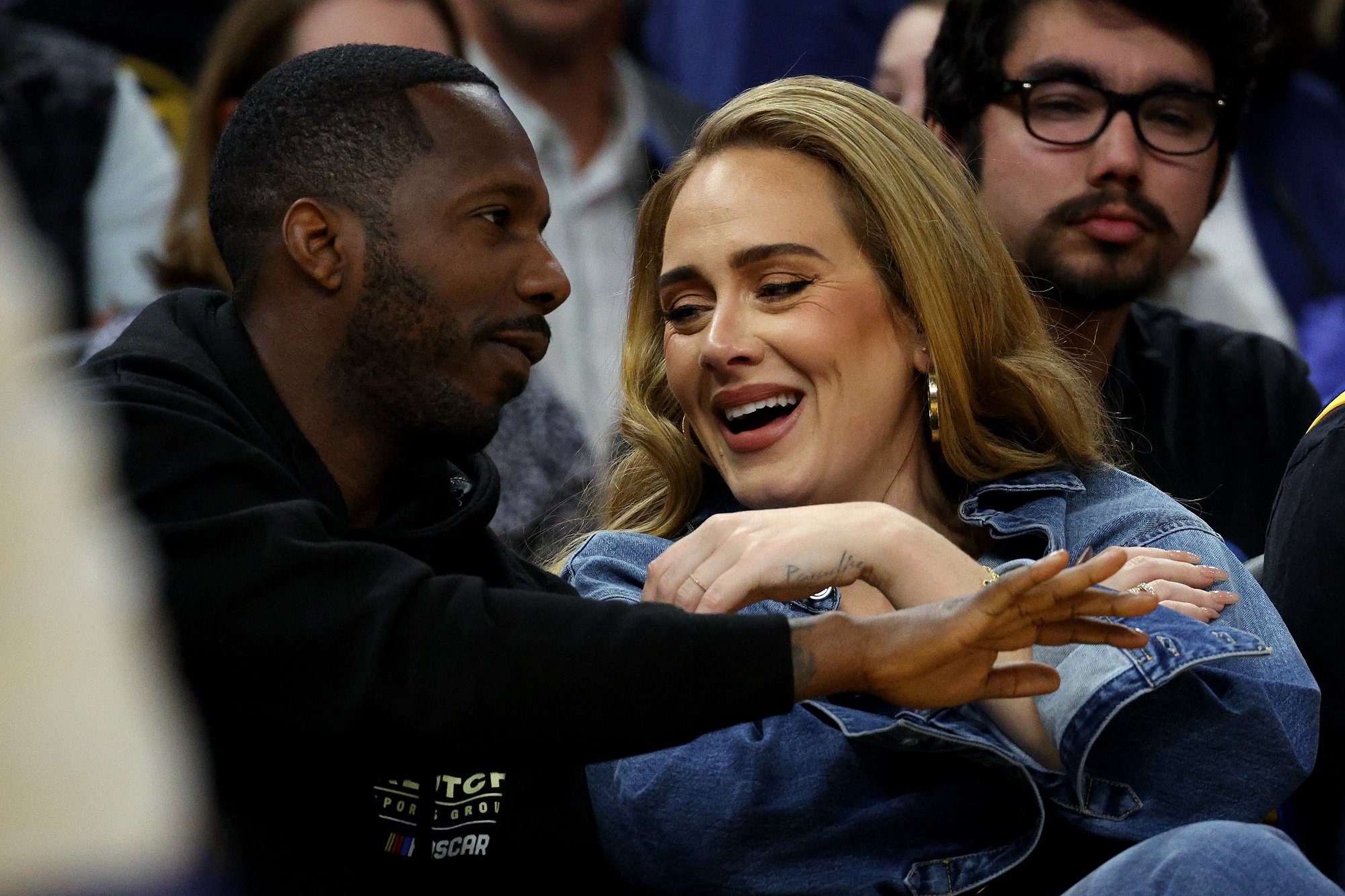 Rich Paul and Adele attend 2022 NBA Playoffs game between the Golden State Warriors and the Dallas Mavericks