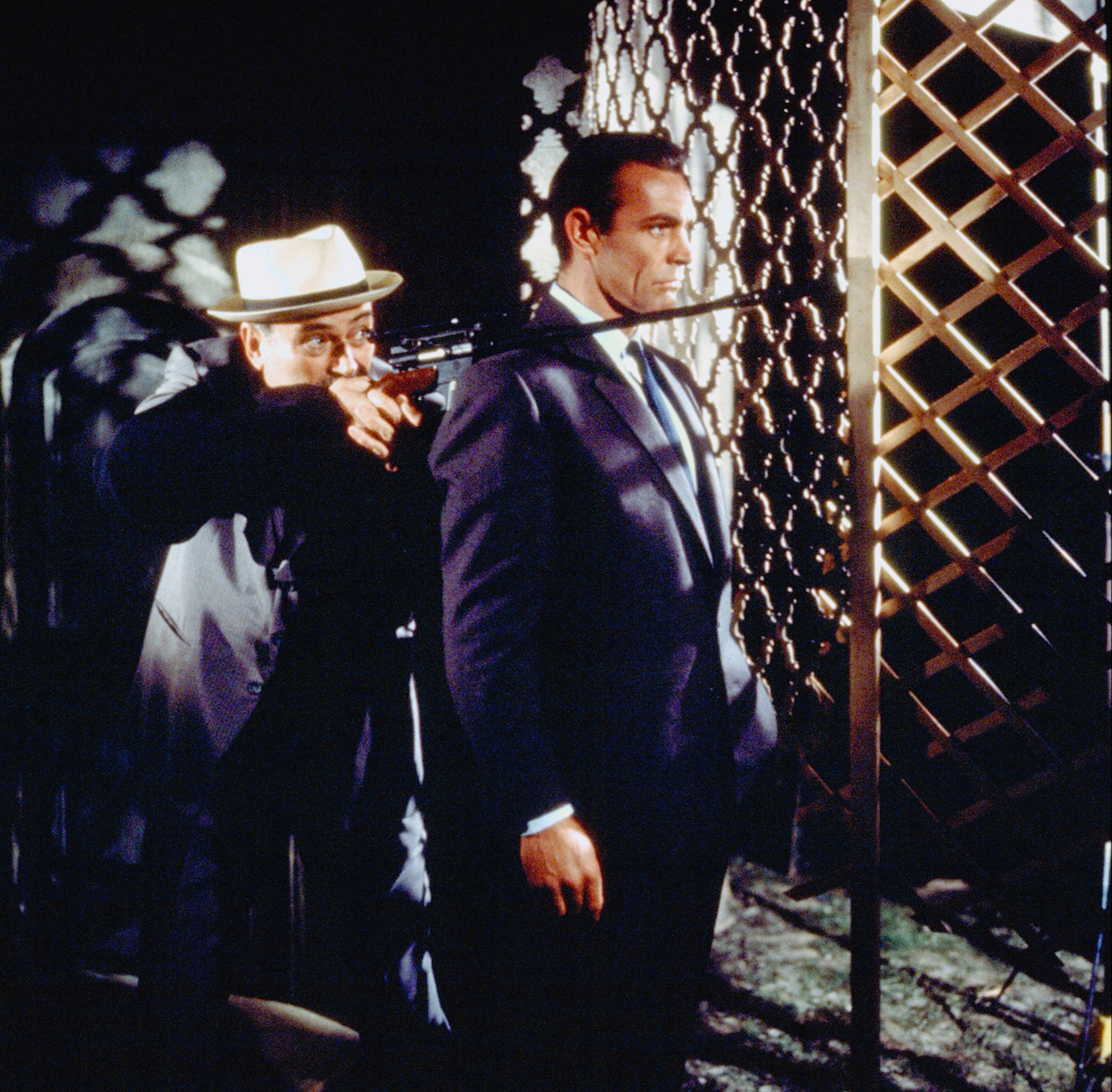 Pedro Armendáriz (left) and Sean Connery on the set of 'From Russia With Love.' Connery and Armendáriz shared several scenes, but Armendáriz never saw them as he died tragically before filming wrapped.