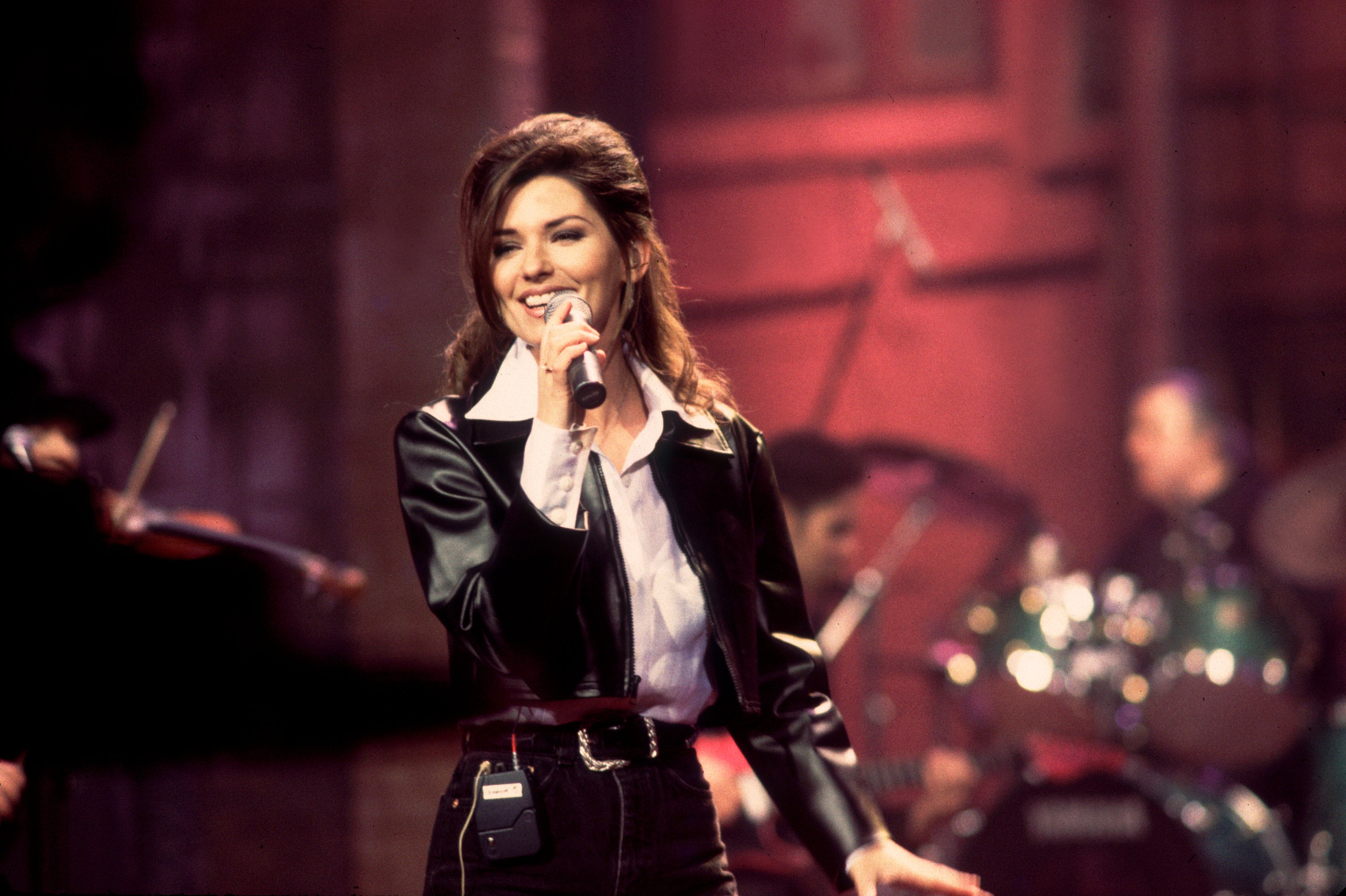 Canadian Country and Pop musician Shania Twain performs during a soundcheck for her appearance on the David Letterman Show