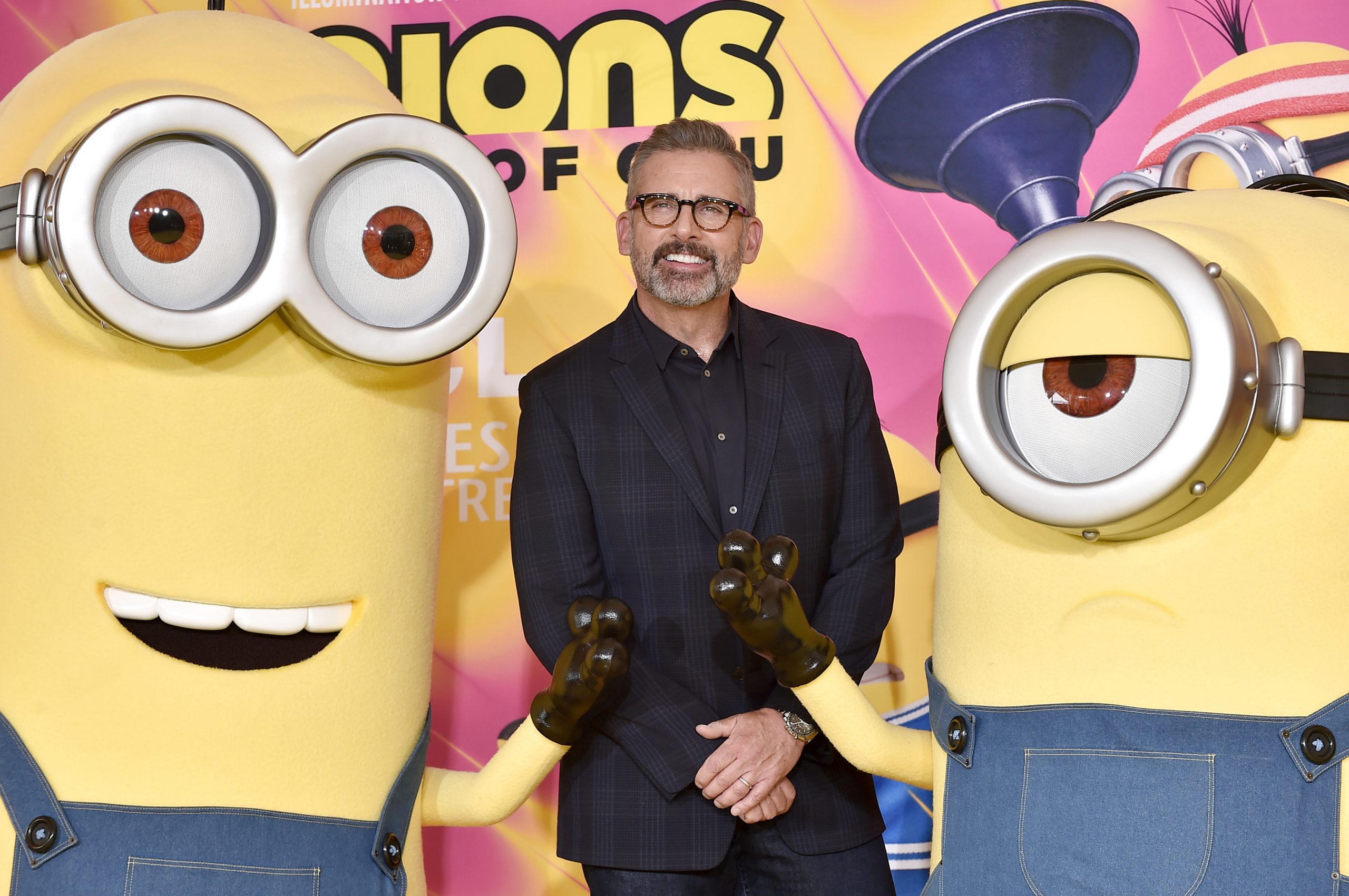 Steve Carell attends the hand/ footprints ceremony for Minions: The Rise of Gru, which has spawned a viral Tik Tok trend