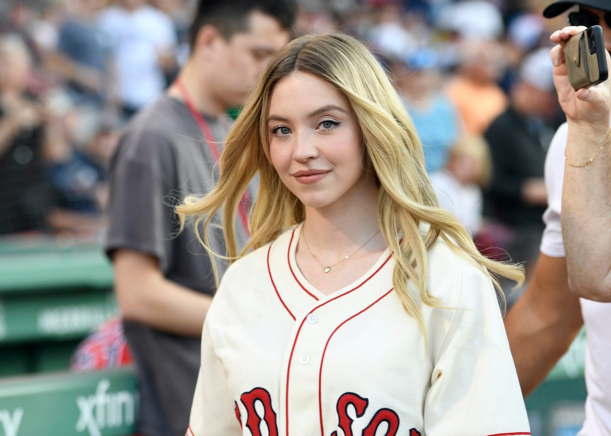 Sydney Sweeney is a red sox jersey